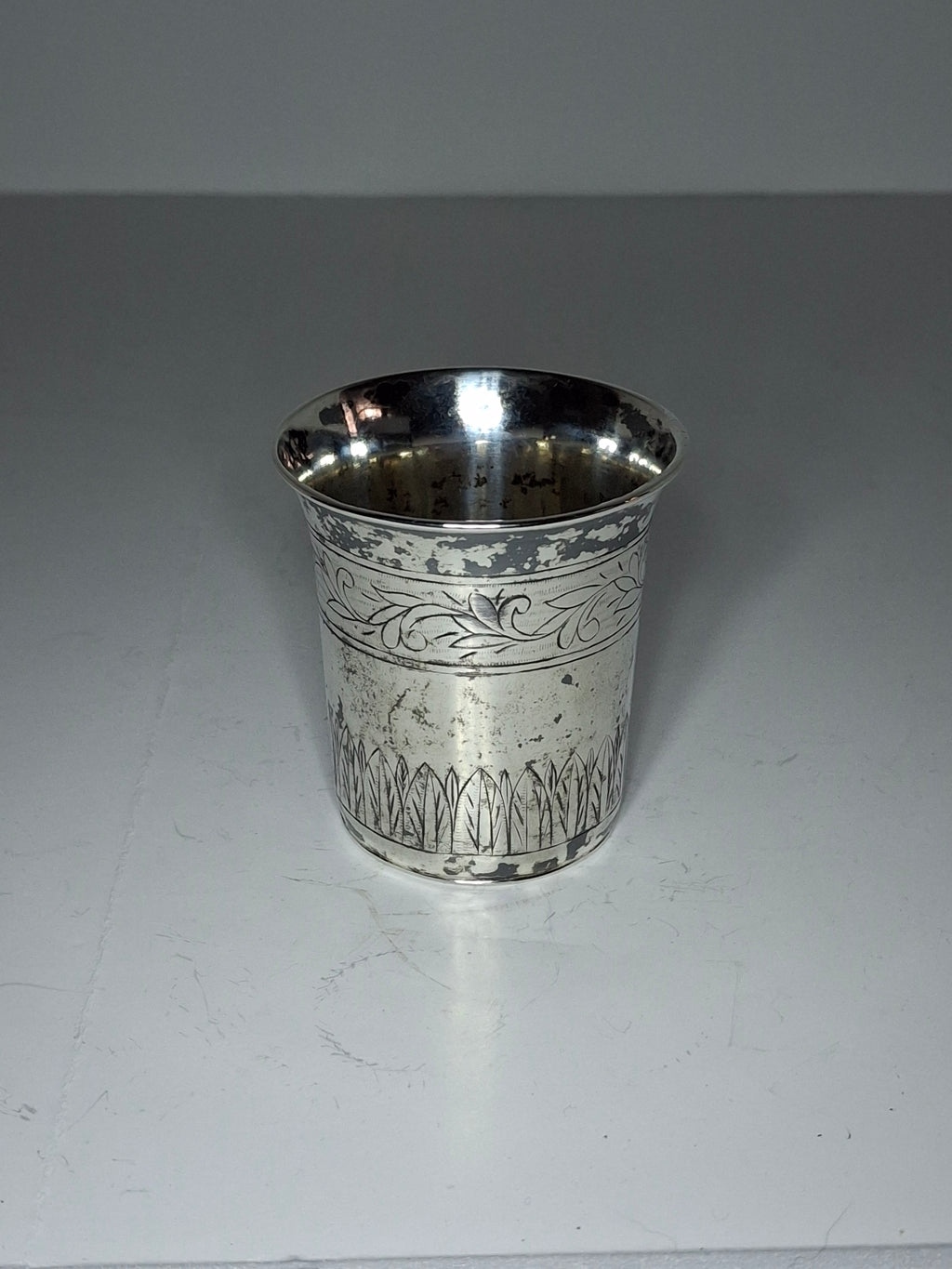 Antique 1821 European Silver Kiddush Cup Beaker - 12 Loth Hallmarked, Floral