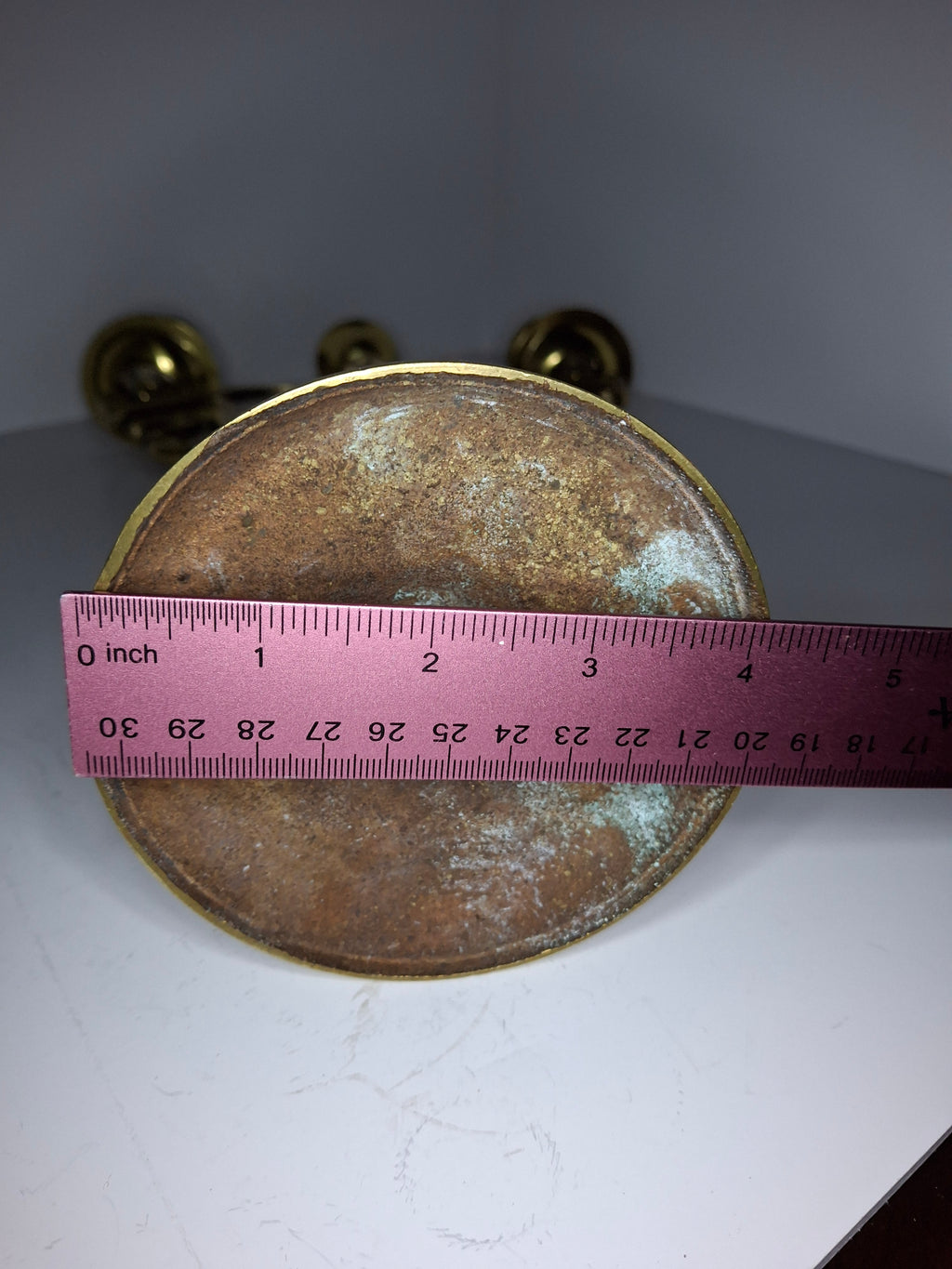 Pair of Late 19th Century Eastern European Brass 3-Arm Shabbat Candelabras Lion of Judah