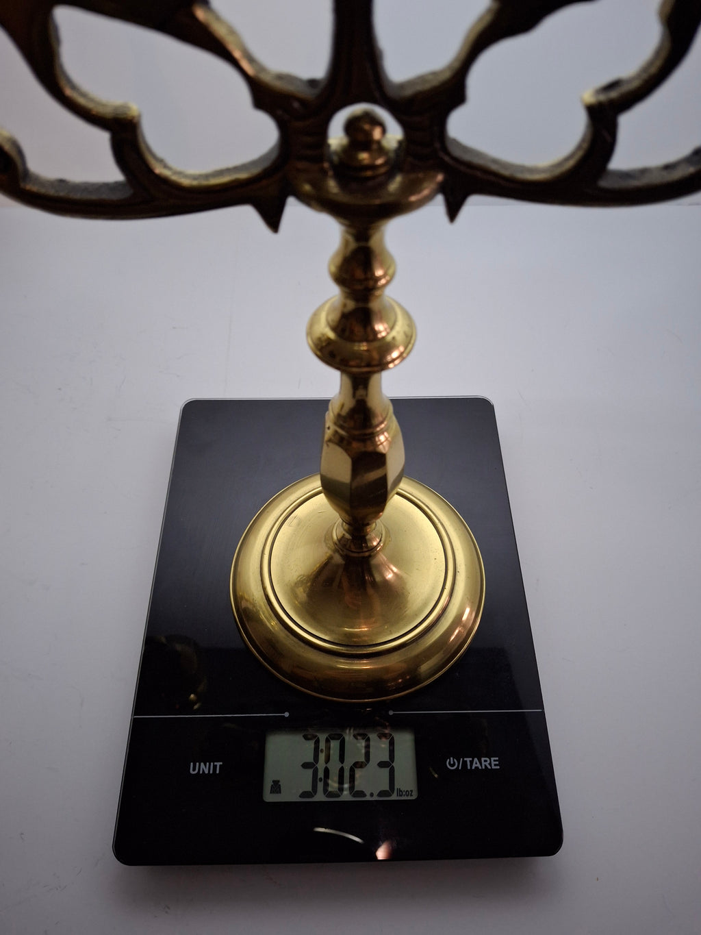 Pair of Late 19th Century Eastern European Brass 3-Arm Shabbat Candelabras Lion of Judah