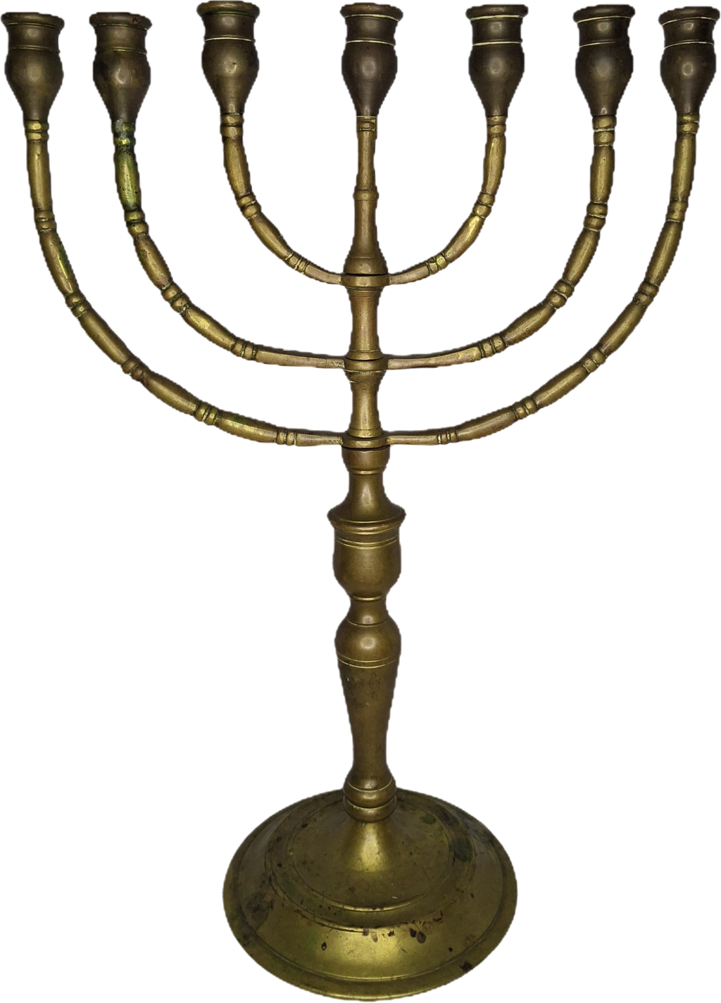 Antique Late 19th/Early 20th Century Bronze Brass Menorah, 7-Branch, Judaica Decor