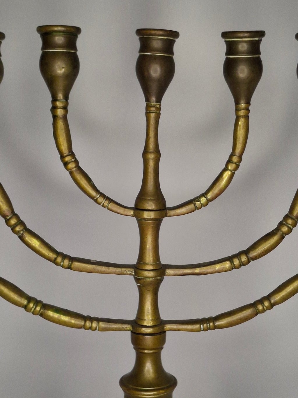 Antique Late 19th/Early 20th Century Bronze Brass Menorah, 7-Branch, Judaica Decor