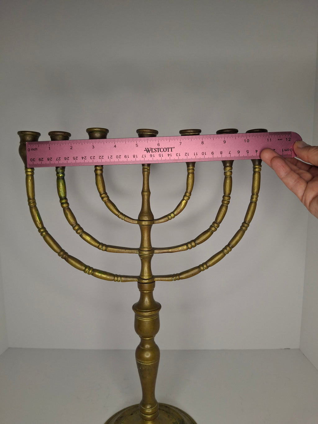 Antique Late 19th/Early 20th Century Bronze Brass Menorah, 7-Branch, Judaica Decor
