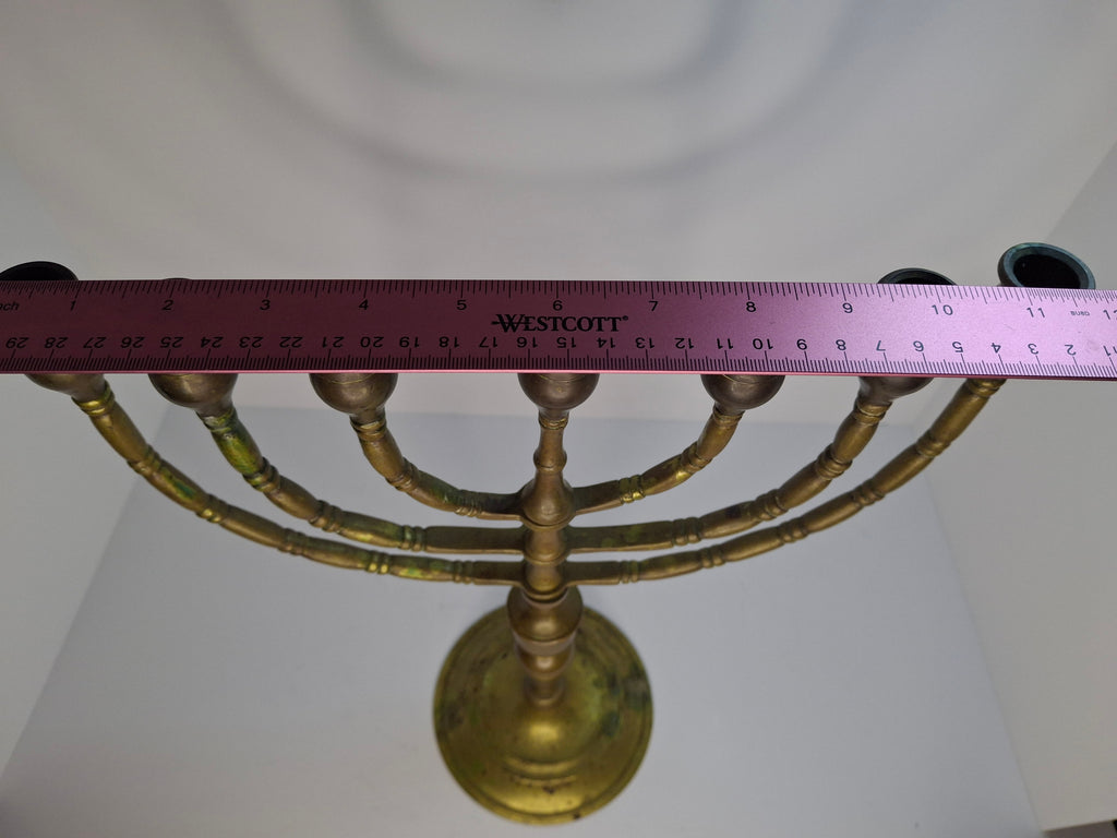 Antique Late 19th/Early 20th Century Bronze Brass Menorah, 7-Branch, Judaica Decor