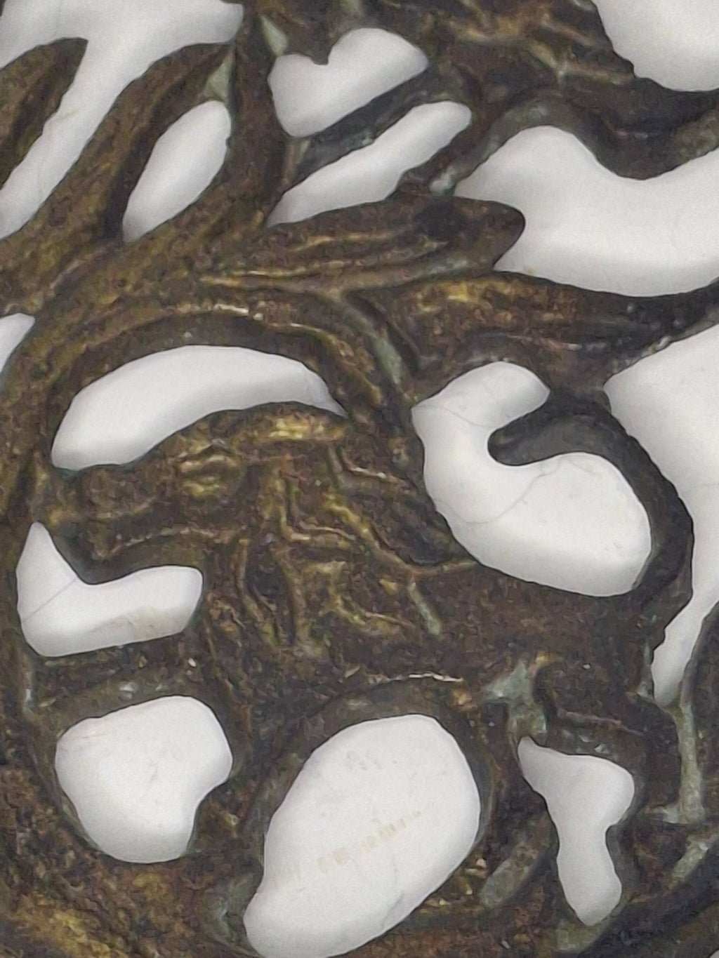 Antique 19th Century Cast Bronze Hanging Hanukkah Menorah - Ornate Eastern European Judaica with Lions, Birds, Columns & Original Patina - Wall Sconce