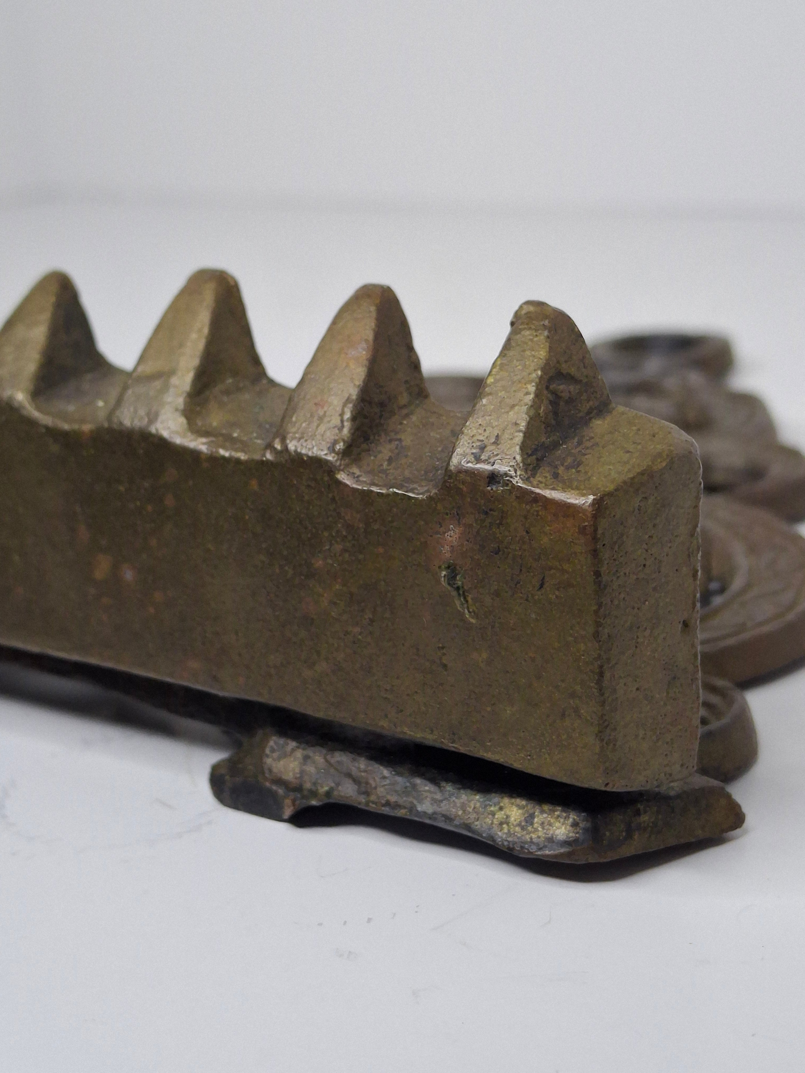 Authentic 19th Century North African Moroccan Brass Hanukkah Menorah - Ornate Filigree Hanging Lamp, 7" Tall Antique Judaica