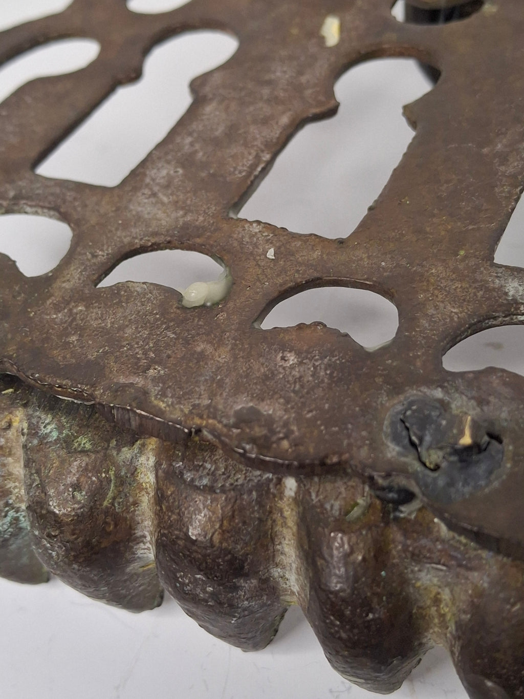 Antique 19th Century Ornate Brass Chanukah Menorah Wall Hanging Chanukiah with Bird/Lion Motif - Eastern European Judaica