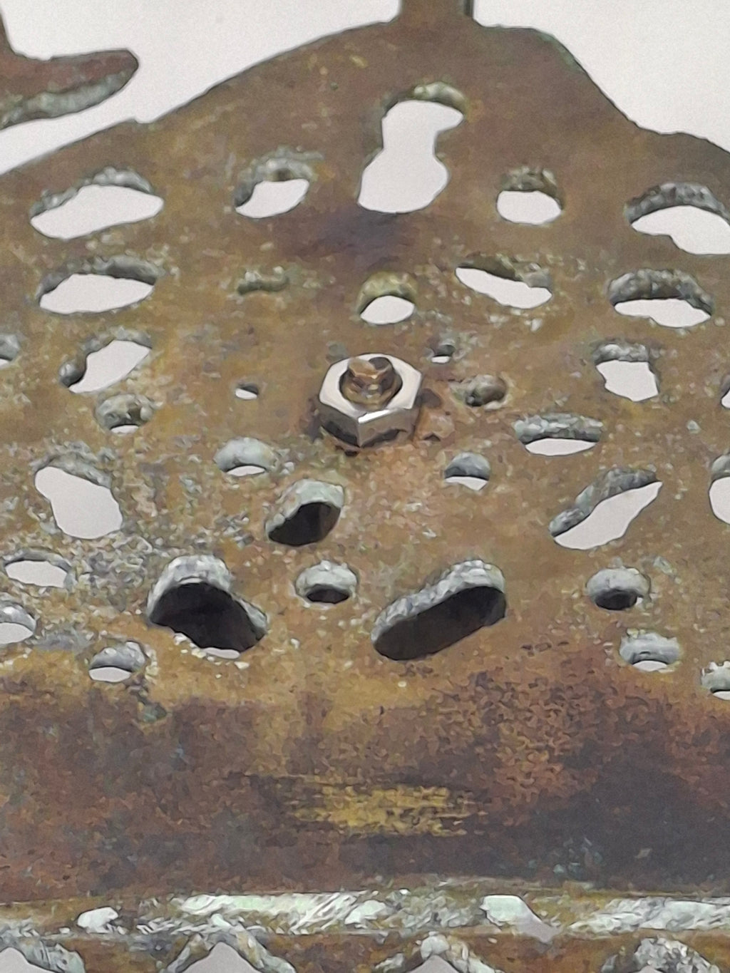 Antique 19th Century North African Bronze Hanukkah Menorah Oil Lamp - Heavy Cast Judaica with Traditional Motifs, Excellent Patina