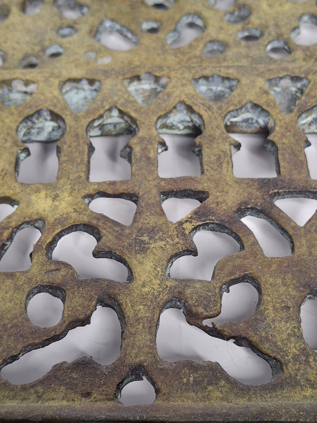 Antique 19th Century North African Bronze Hanukkah Menorah Oil Lamp - Heavy Cast Judaica with Traditional Motifs, Excellent Patina