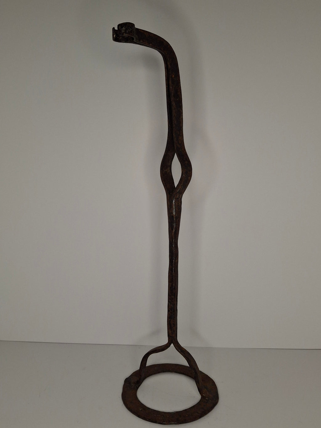 Antique 18th-Early 19thC Wrought Iron Rushlight Splint & Candle Holder - Hand-Forged Primitive Lighting Tool