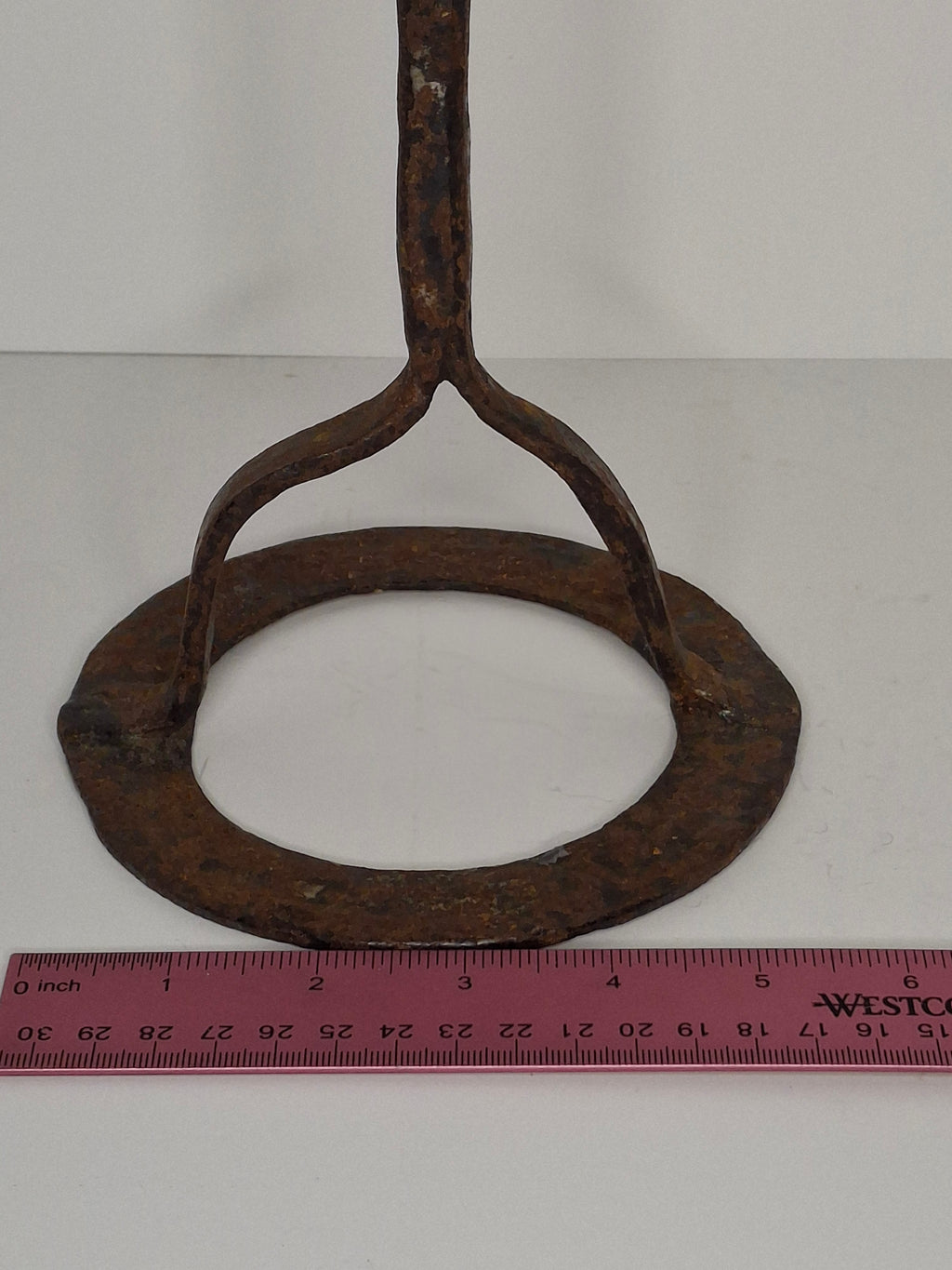 Antique 18th-Early 19thC Wrought Iron Rushlight Splint & Candle Holder - Hand-Forged Primitive Lighting Tool