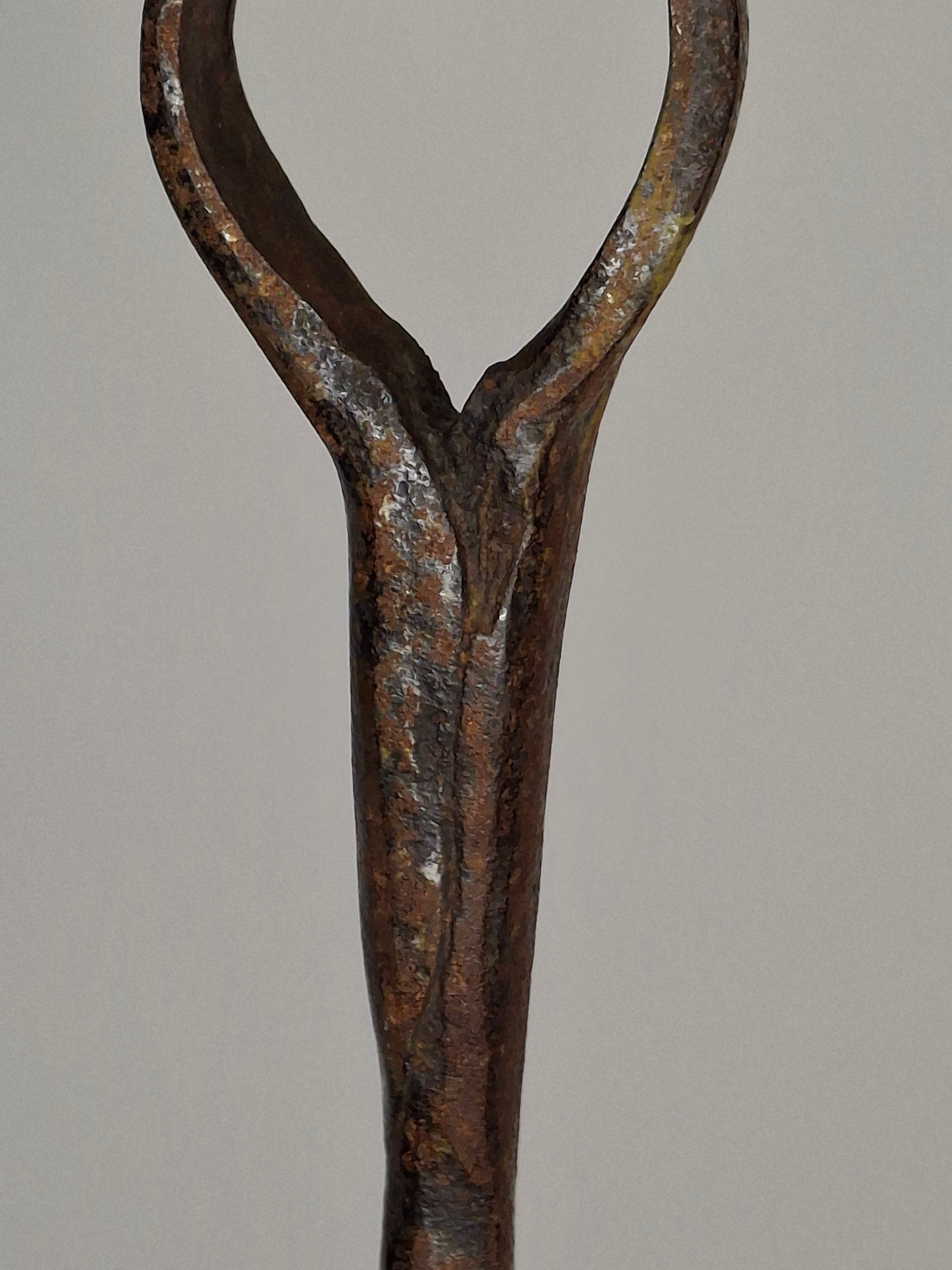 Antique 18th-Early 19thC Wrought Iron Rushlight Splint & Candle Holder - Hand-Forged Primitive Lighting Tool