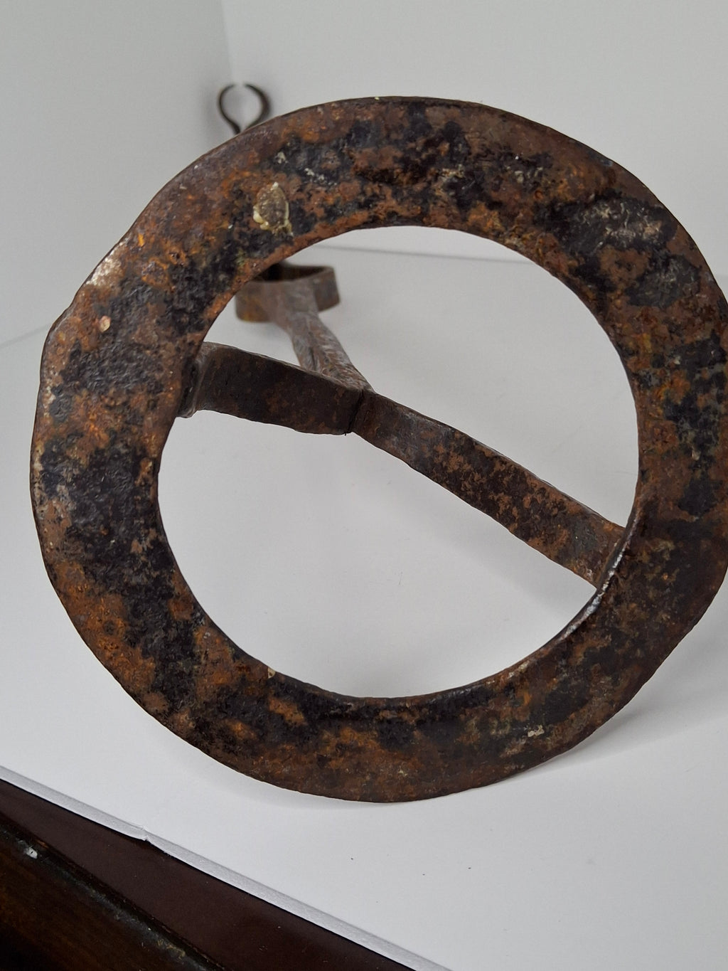 Antique 18th-Early 19thC Wrought Iron Rushlight Splint & Candle Holder - Hand-Forged Primitive Lighting Tool