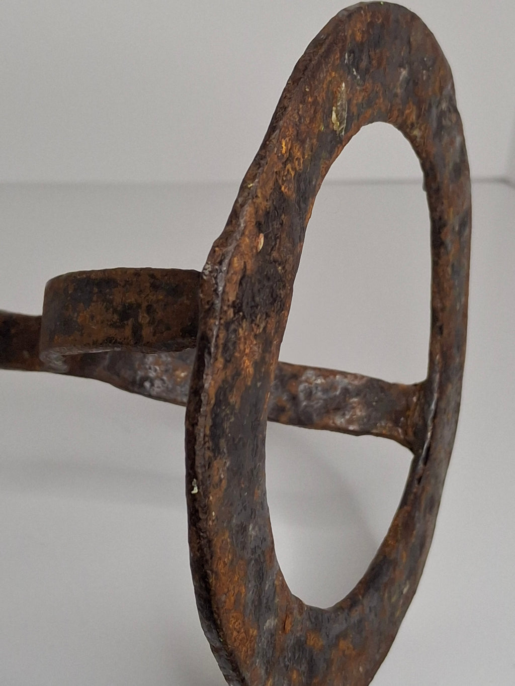 Antique 18th-Early 19thC Wrought Iron Rushlight Splint & Candle Holder - Hand-Forged Primitive Lighting Tool