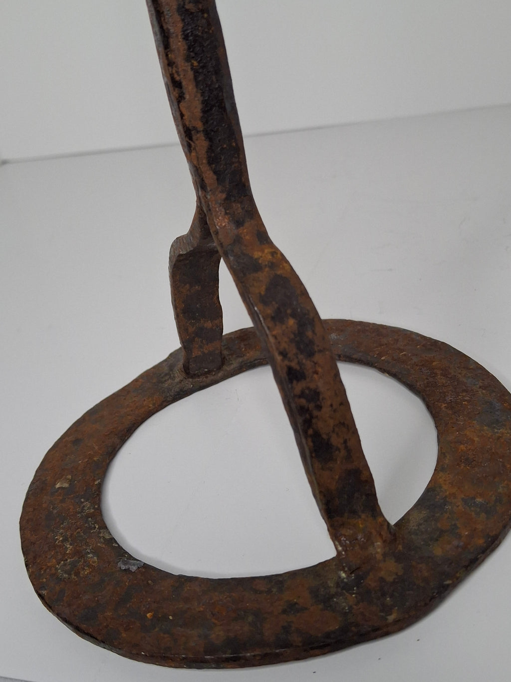 Antique 18th-Early 19thC Wrought Iron Rushlight Splint & Candle Holder - Hand-Forged Primitive Lighting Tool