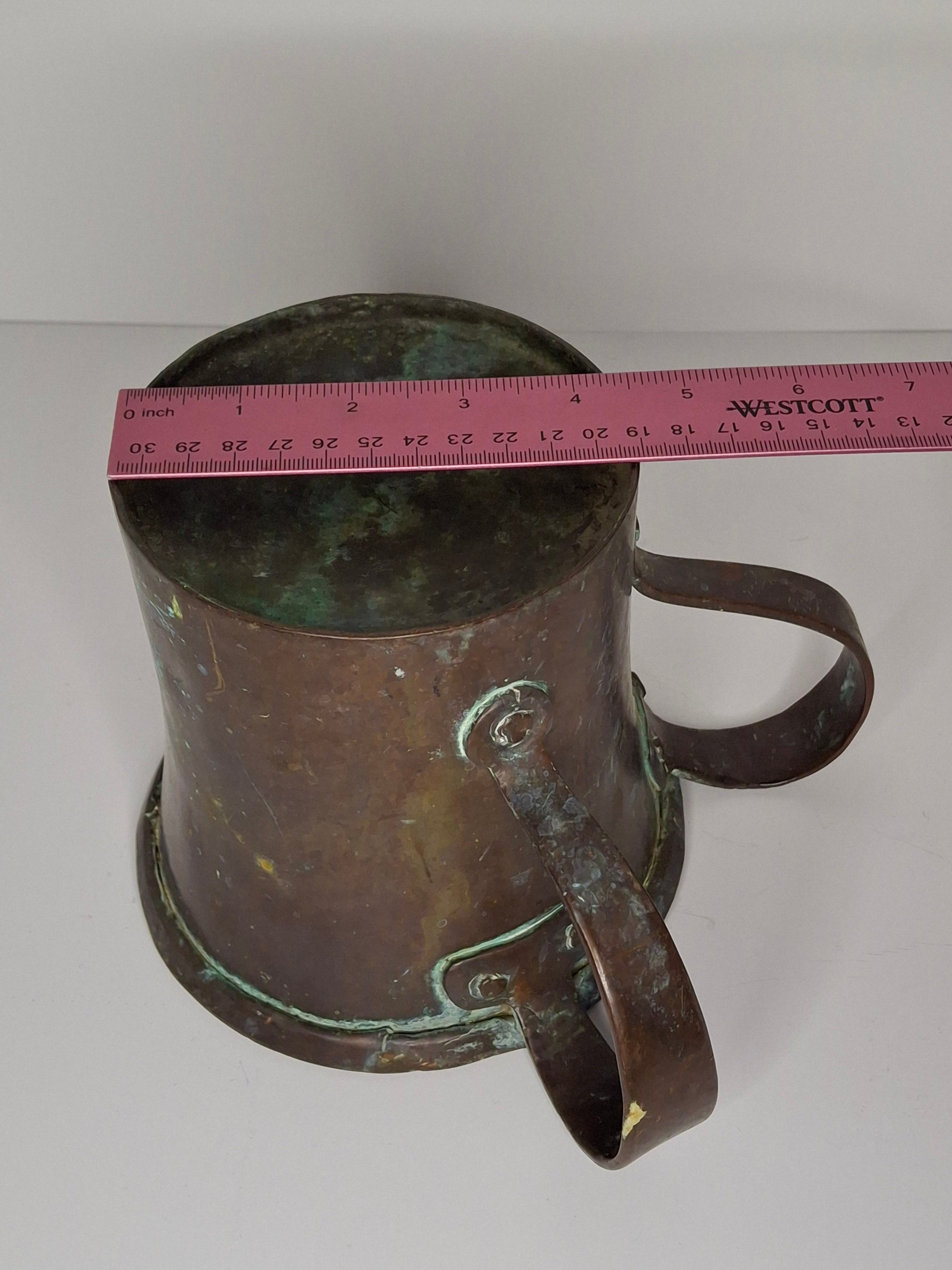 Antique 19th Century Eastern European Copper Netilat Yadayim Cup – Large Ritual Hand Washing Vessel w/ Original Patina