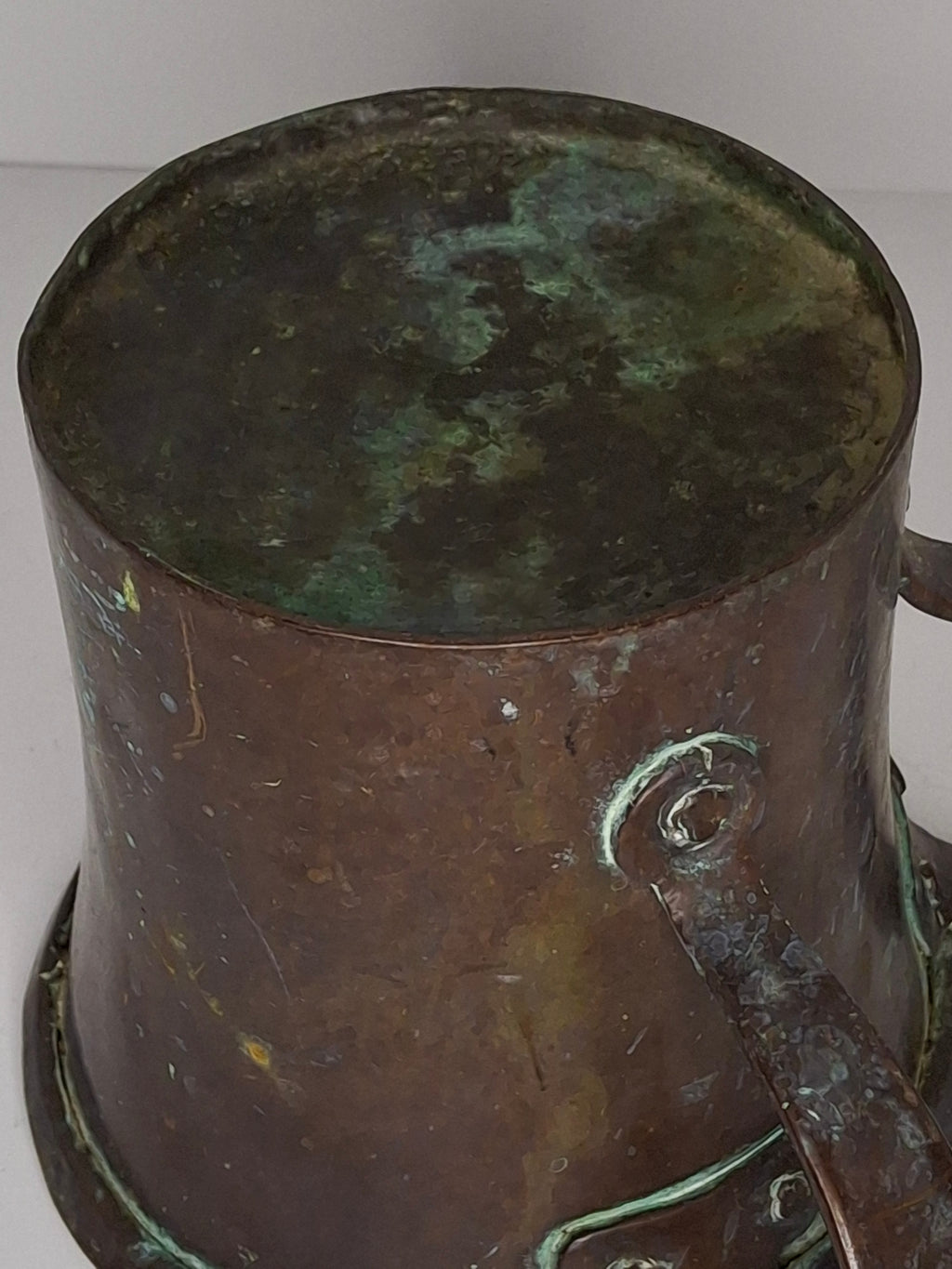 Antique 19th Century Eastern European Copper Netilat Yadayim Cup – Large Ritual Hand Washing Vessel w/ Original Patina