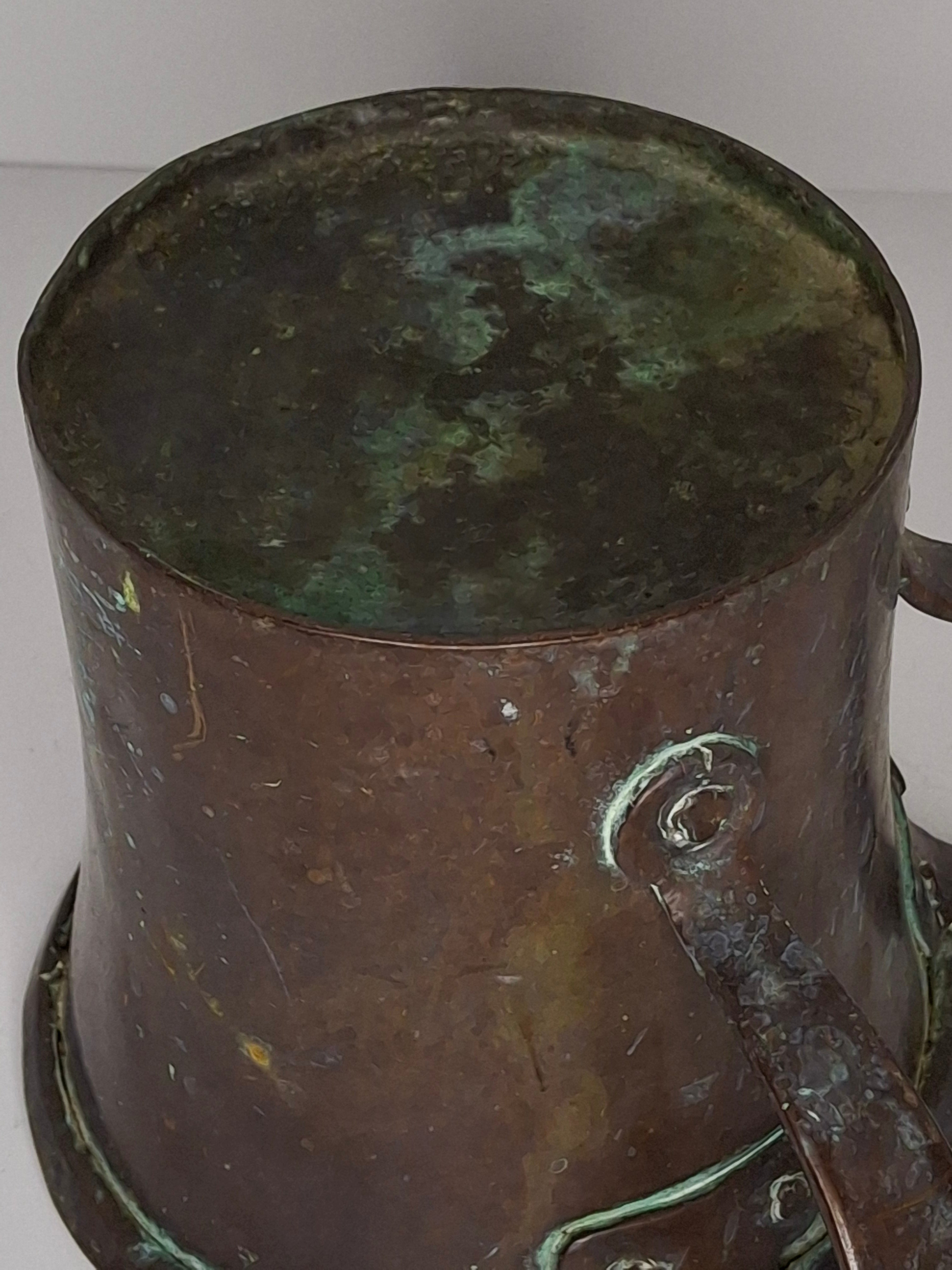 Antique 19th Century Eastern European Copper Netilat Yadayim Cup – Large Ritual Hand Washing Vessel w/ Original Patina