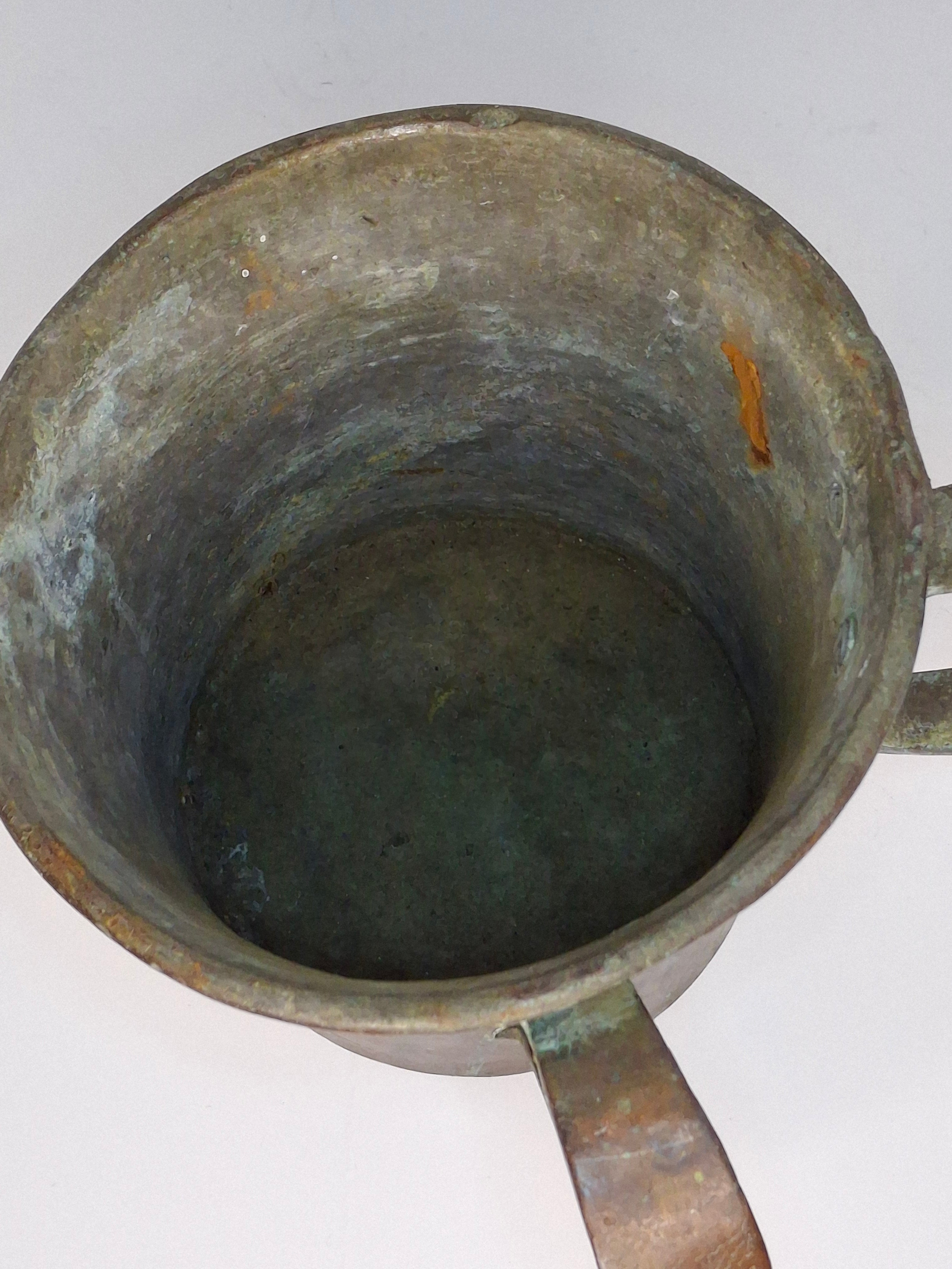 Antique 19th Century Eastern European Copper Netilat Yadayim Cup – Large Ritual Hand Washing Vessel w/ Original Patina