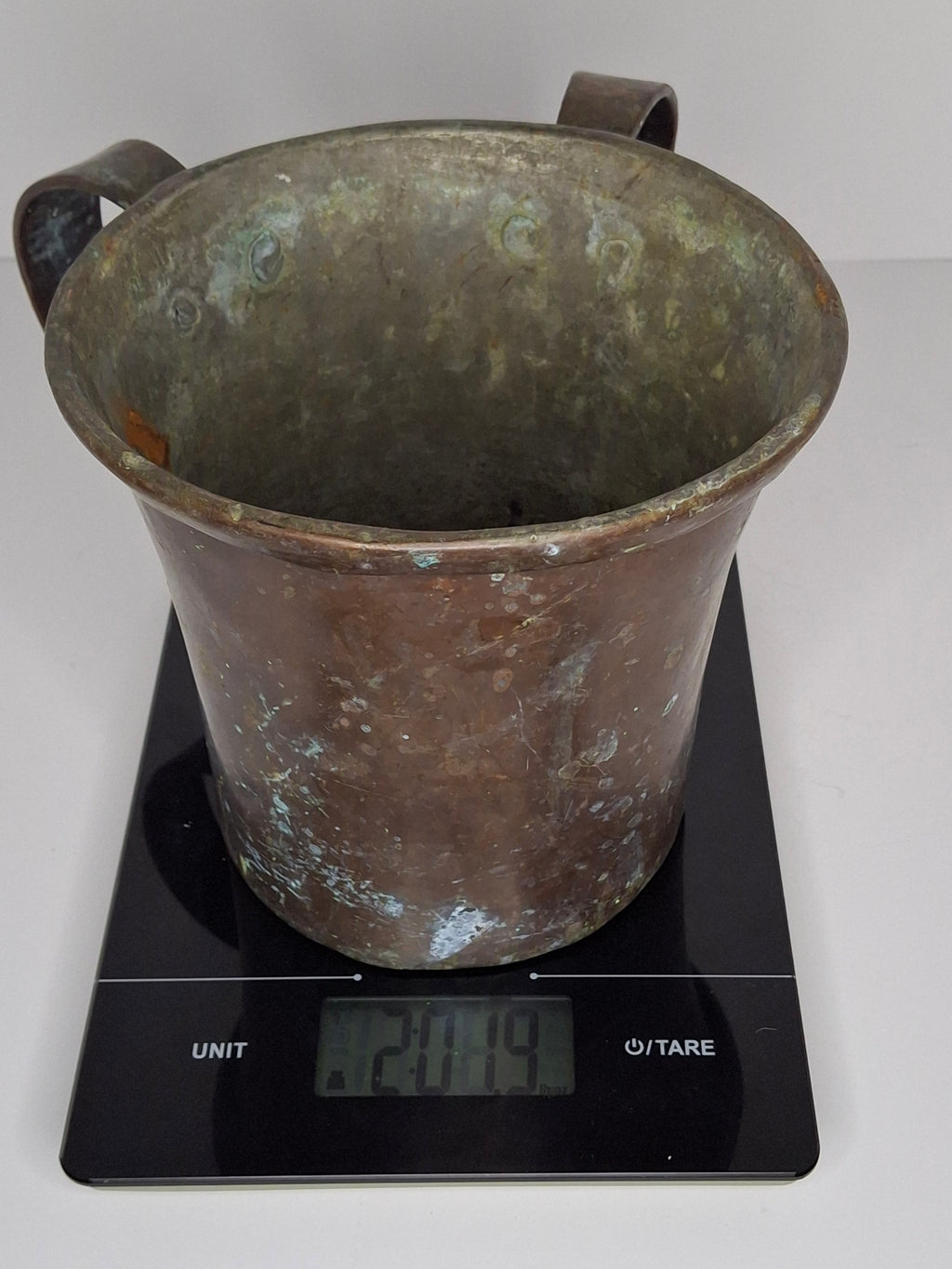 Antique 19th Century Eastern European Copper Netilat Yadayim Cup – Large Ritual Hand Washing Vessel w/ Original Patina