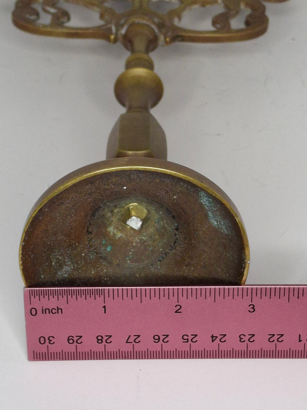 Antique Late 19th/Early 20thC Brass Lions of Judah 3-Arm Sabbath Candelabra - Jewish Judaica Ornate Lion Motif, 12" Tall