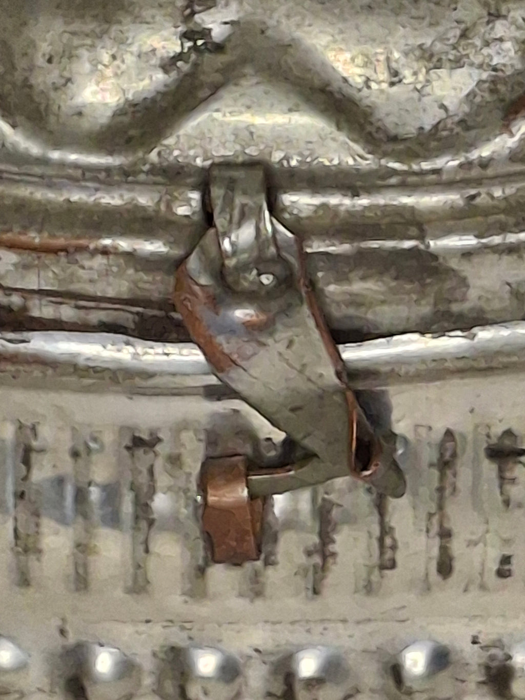 Vintage Early 20th Century Tin Etrog Box Embossed Judaica Sukkot w/ Brass Handle & Hinge – Bezalel Style