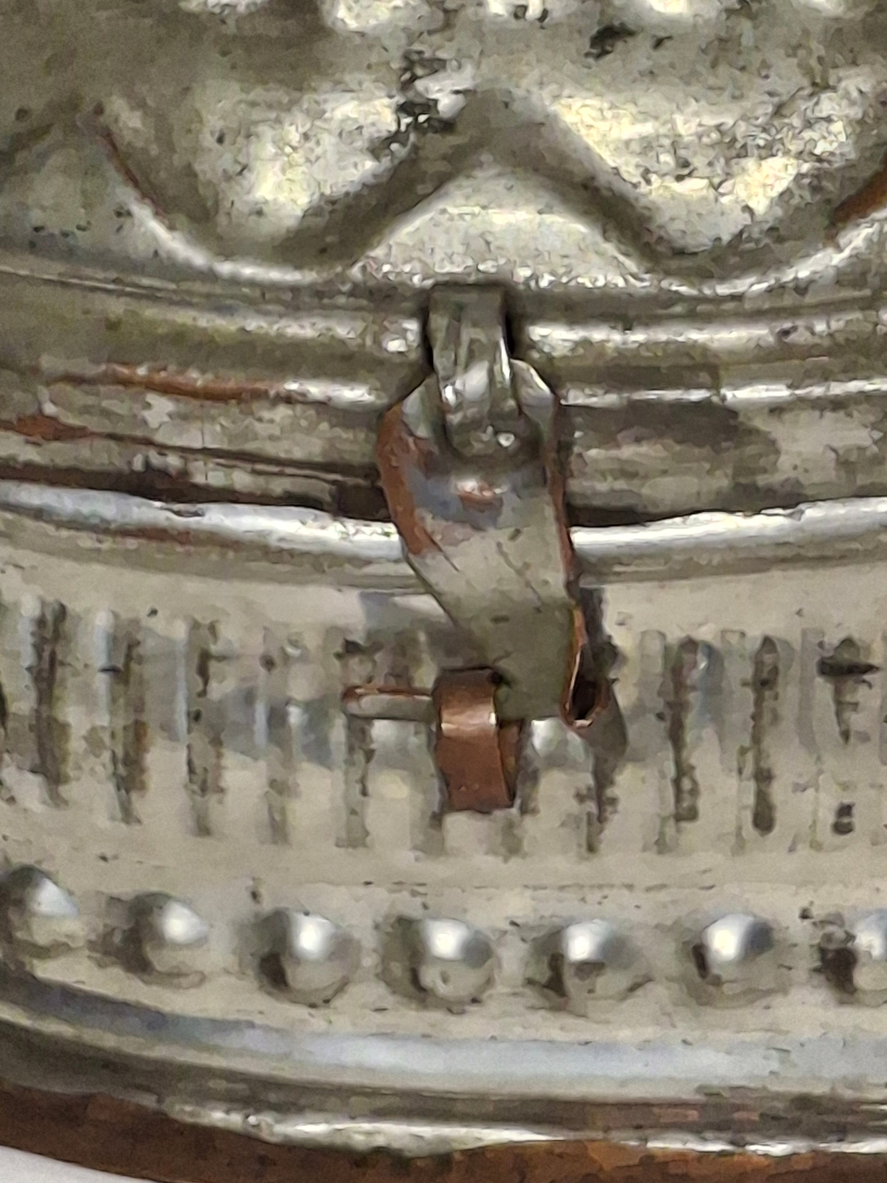 Vintage Early 20th Century Tin Etrog Box Embossed Judaica Sukkot w/ Brass Handle & Hinge – Bezalel Style