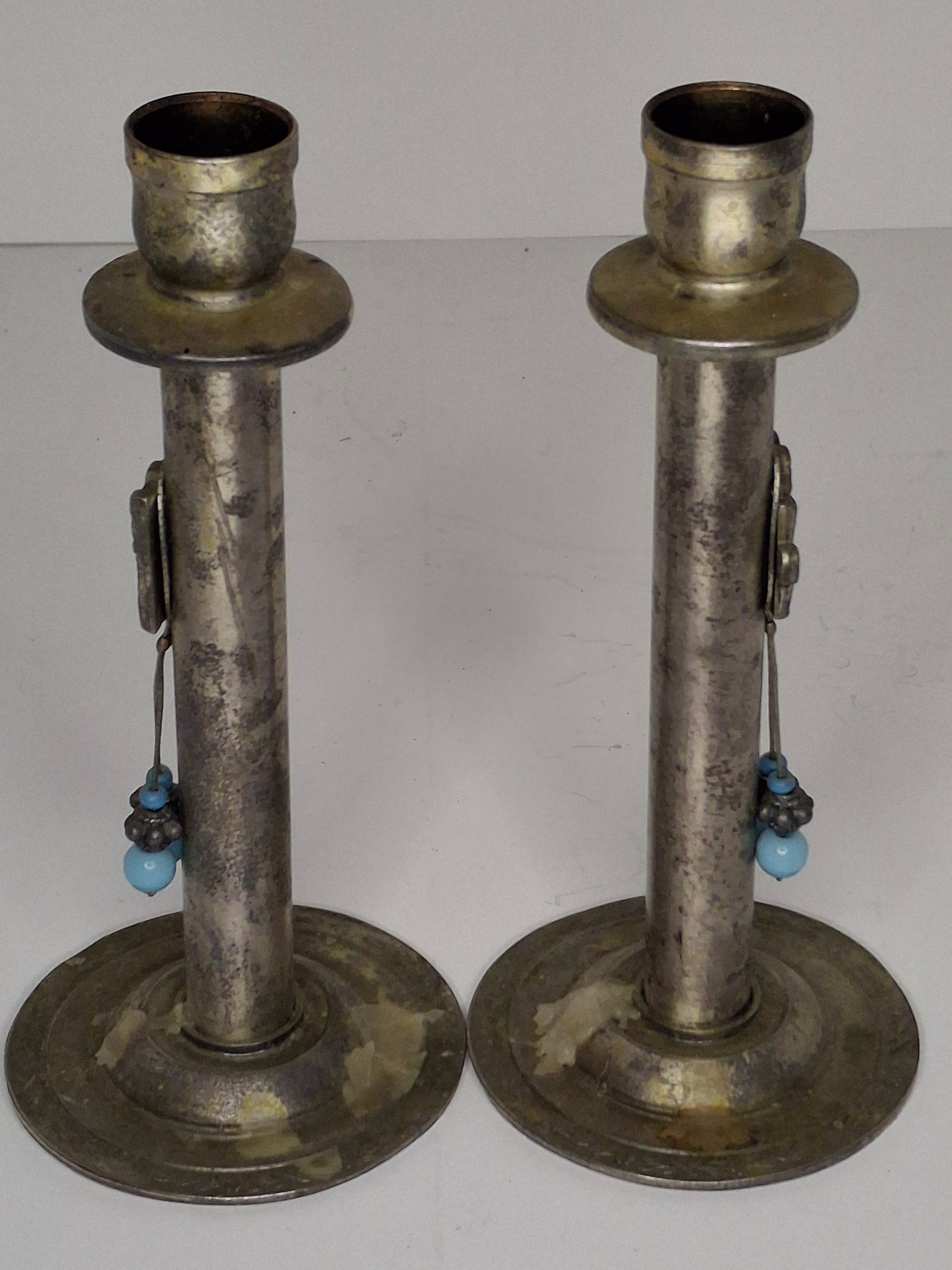 Vintage Avgad Silver-Plated Shabbat Candlesticks Pair with Old City Jerusalem Engraving - Judaica Israel