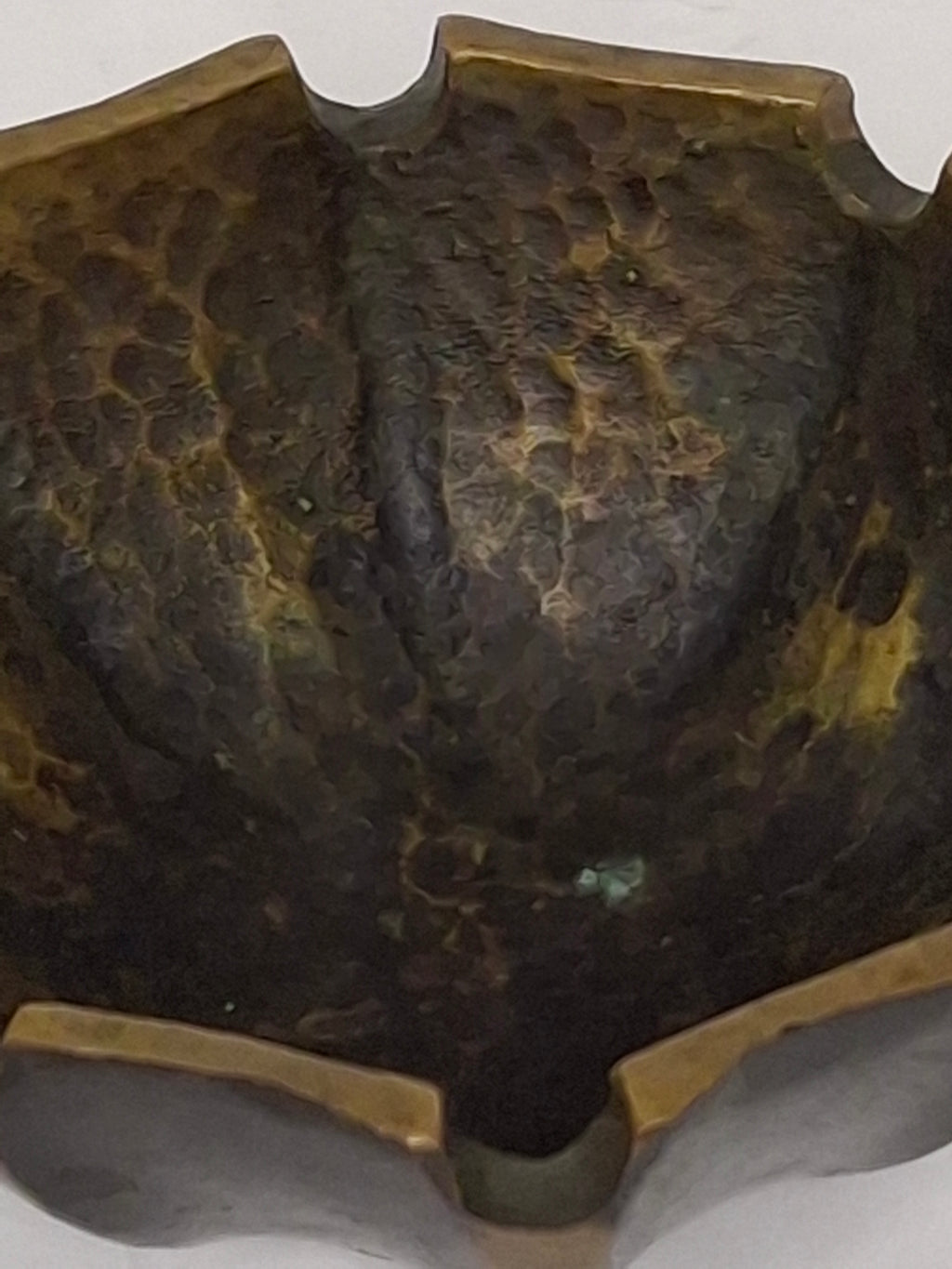 Vintage Israeli Hammered Brass Scoop Ashtray with Wooden Handle - Made in Israel