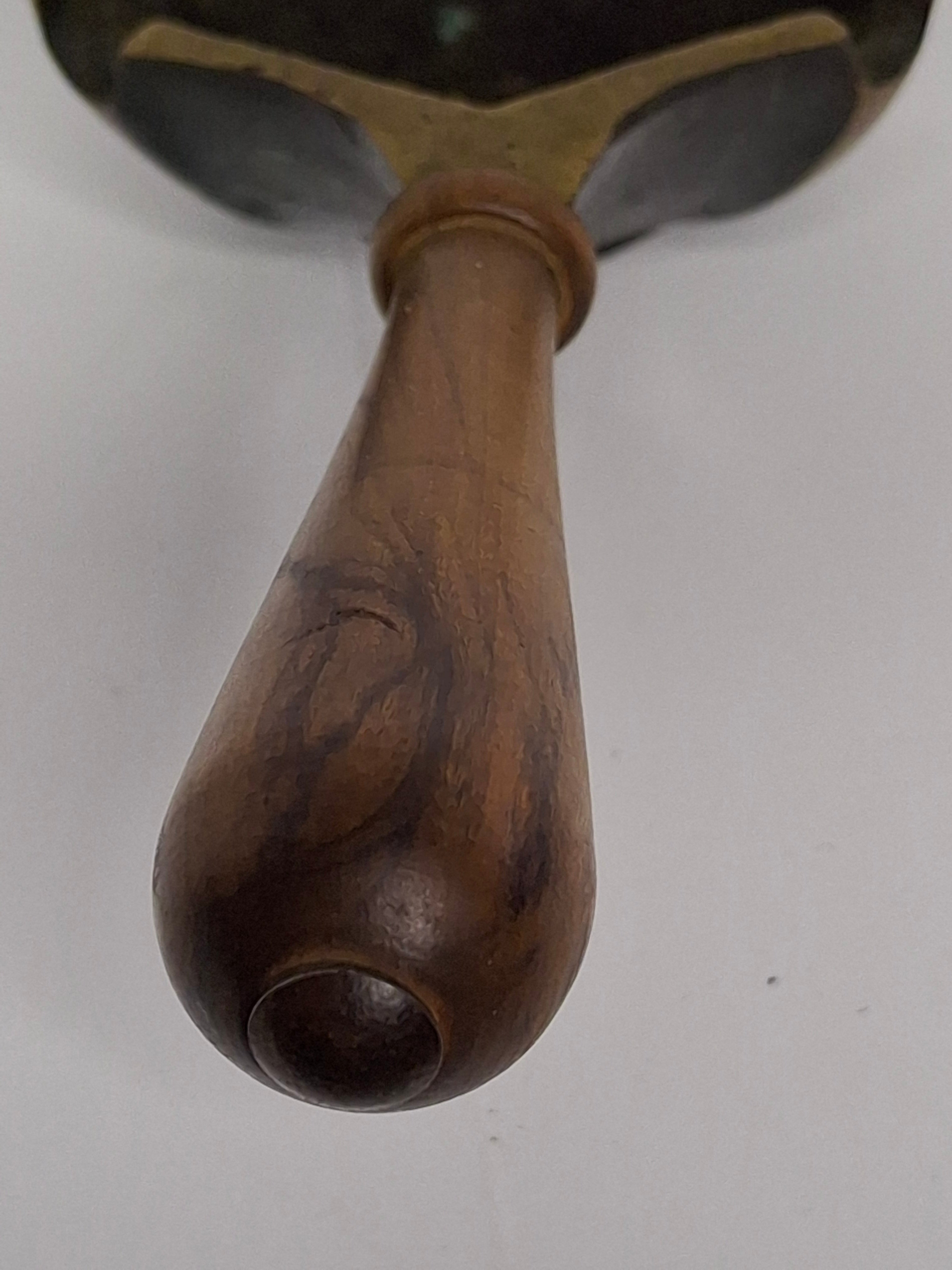 Vintage Israeli Hammered Brass Scoop Ashtray with Wooden Handle - Made in Israel