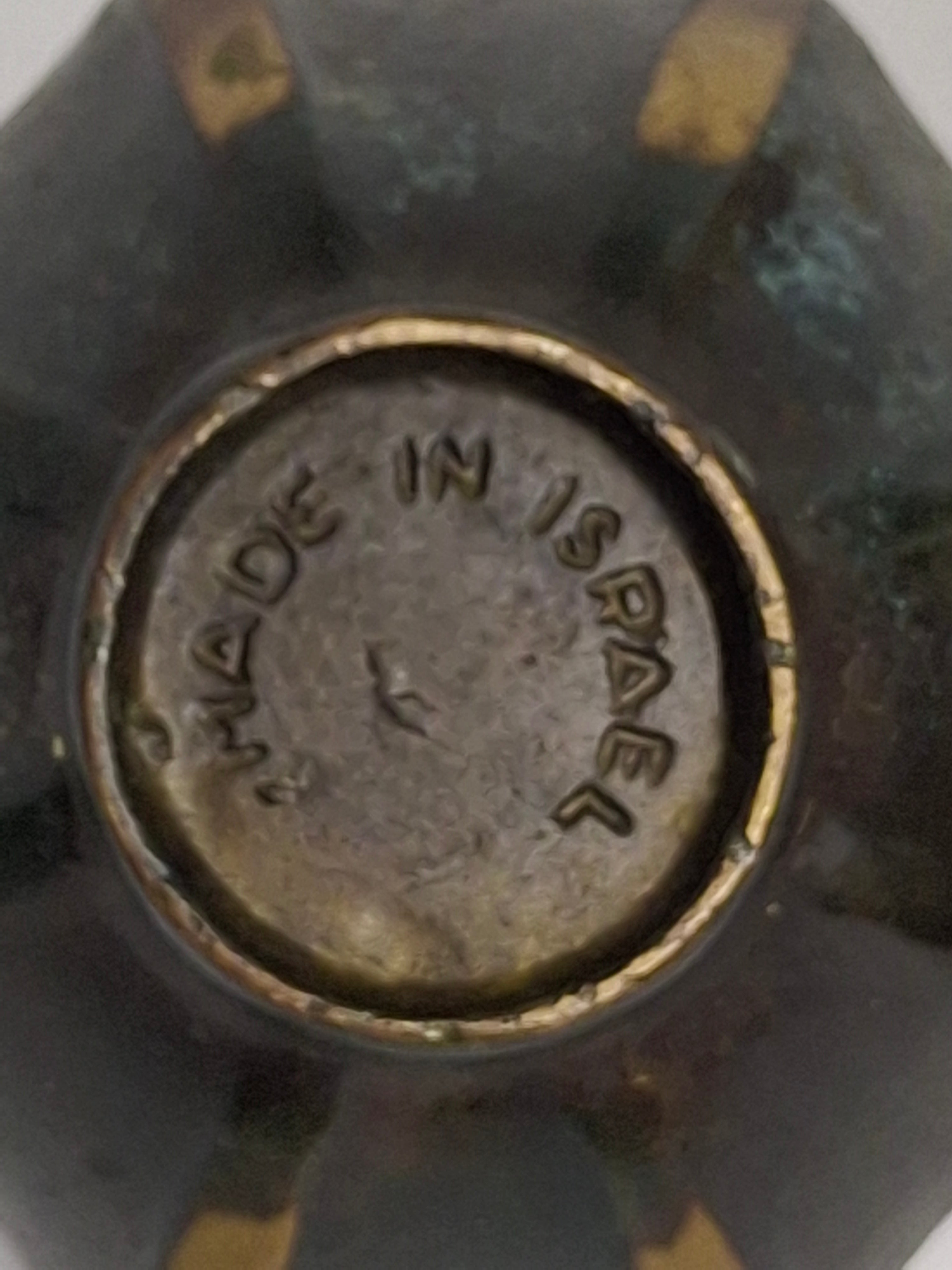 Vintage Israeli Hammered Brass Scoop Ashtray with Wooden Handle - Made in Israel