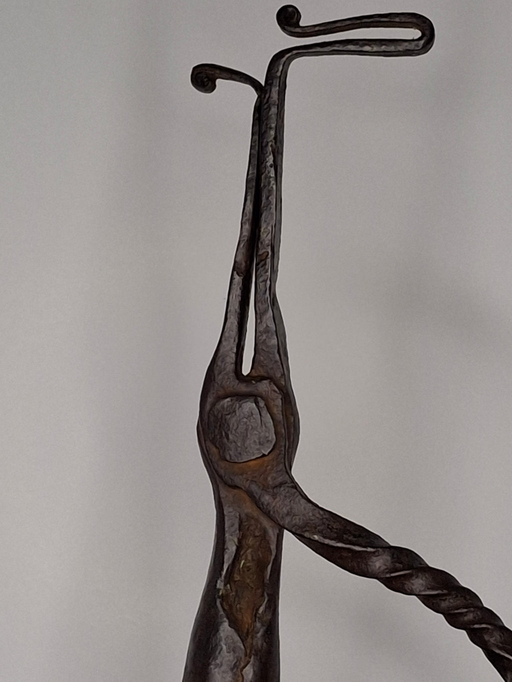 Extremely Rare Circa 17th Century English/American Primitive Wrought Iron Rushlight Holder on Wooden Tripod Base with Circular, Leather Wrapped 'Table,' Ball Counterweight - Museum Quality Lighting Artifact