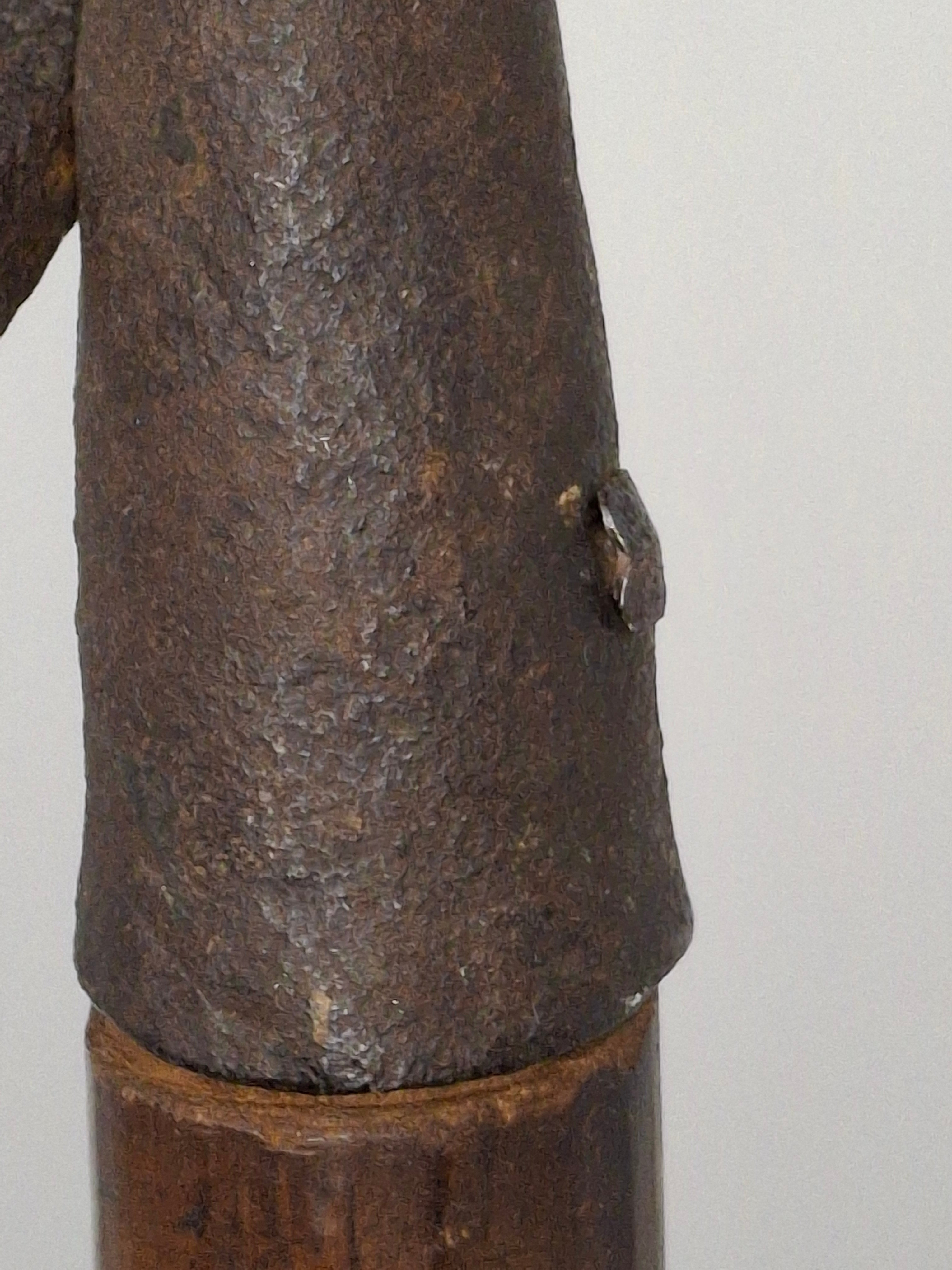 Exceptional and Rare Early American Wrought Iron Standing Rushlight / Splint Holder on Original Turned Wood Base – c.1780-1820 New England