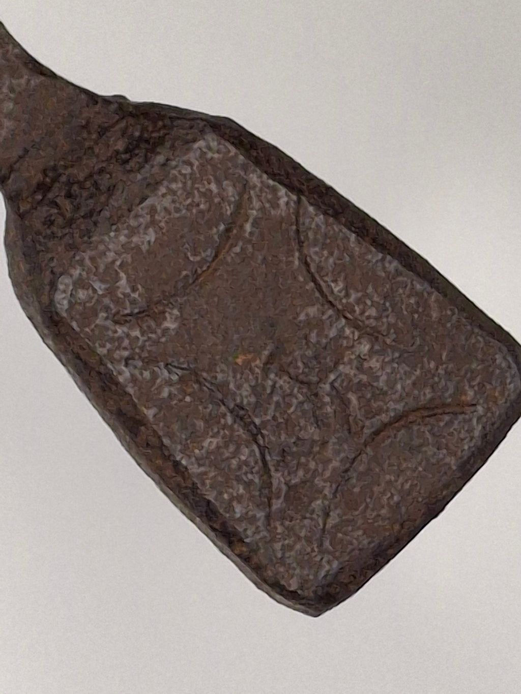 Exceptional 18th Century British Wrought Iron Rushlight Splint Holder w/Stylized Lozenge Registry Hallmark & Original Wooden Stump Base – Tall Primitive Lighting