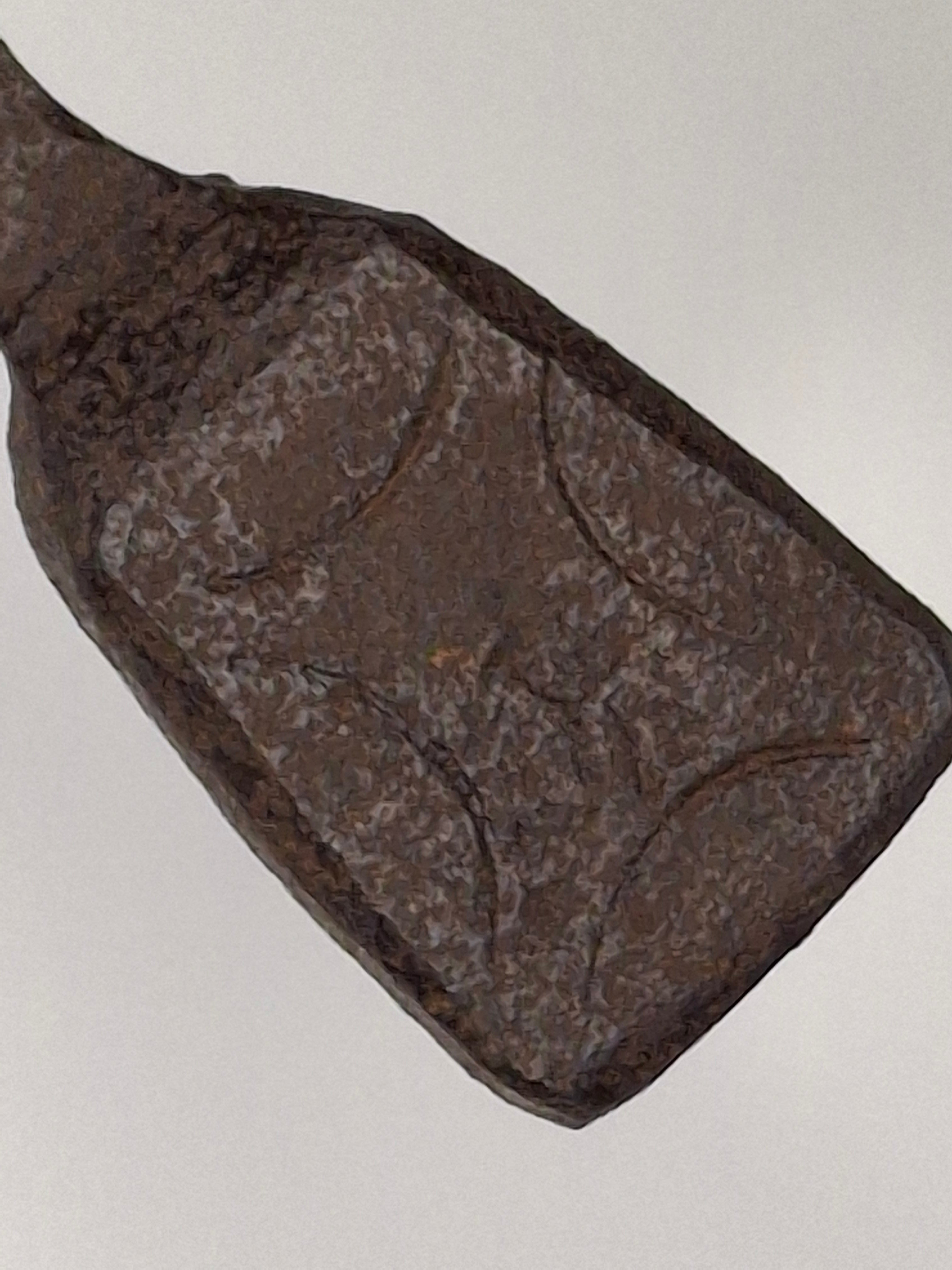 Exceptional 18th Century British Wrought Iron Rushlight Splint Holder w/Stylized Lozenge Registry Hallmark & Original Wooden Stump Base – Tall Primitive Lighting