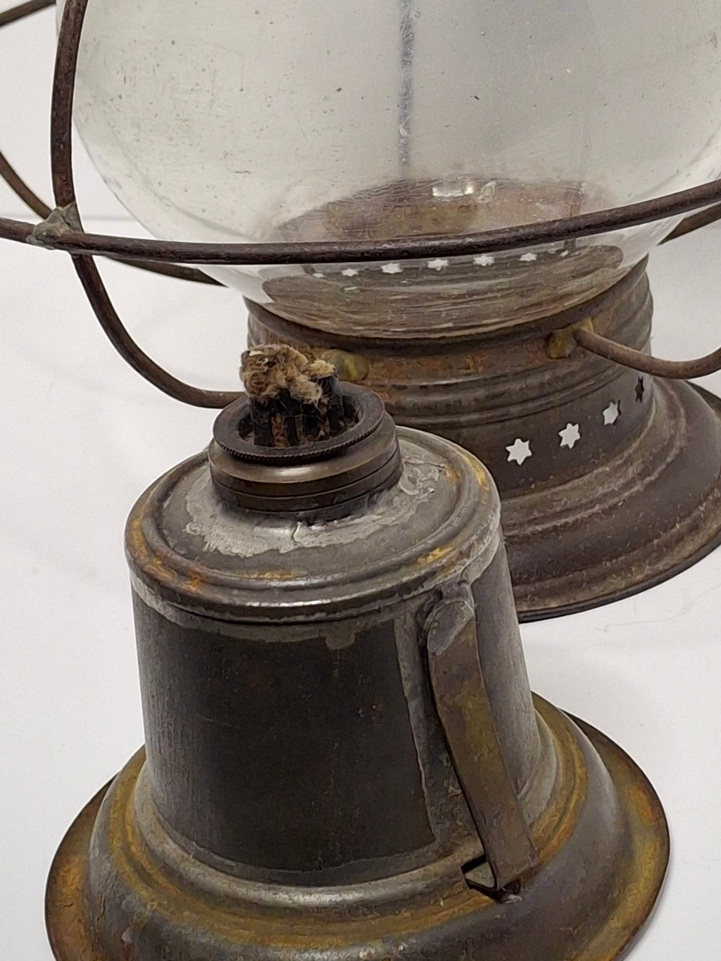 Antique 19th Century Whale Oil Onion Glass Nautical Ship Lantern - Hanging Maritime Lamp c.1840-1870