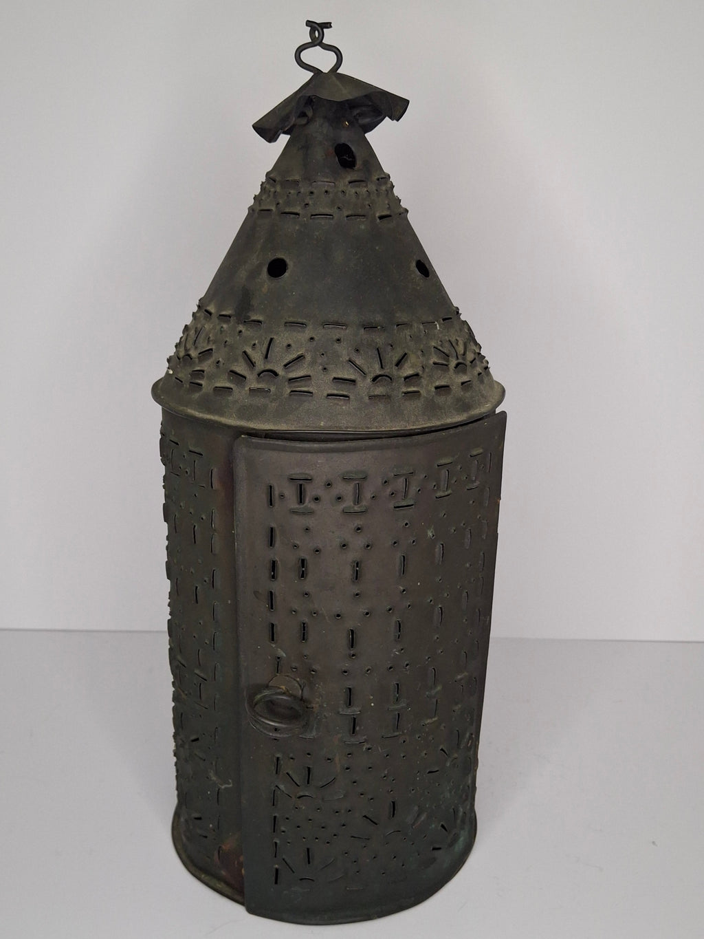 Antique 19th Century Pierced Tin Barn Candle Lantern Primitive Colonial
