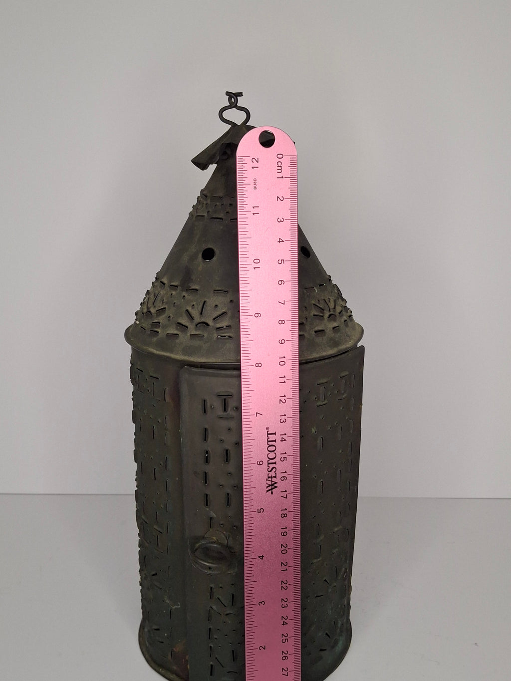 Antique 19th Century Pierced Tin Barn Candle Lantern Primitive Colonial