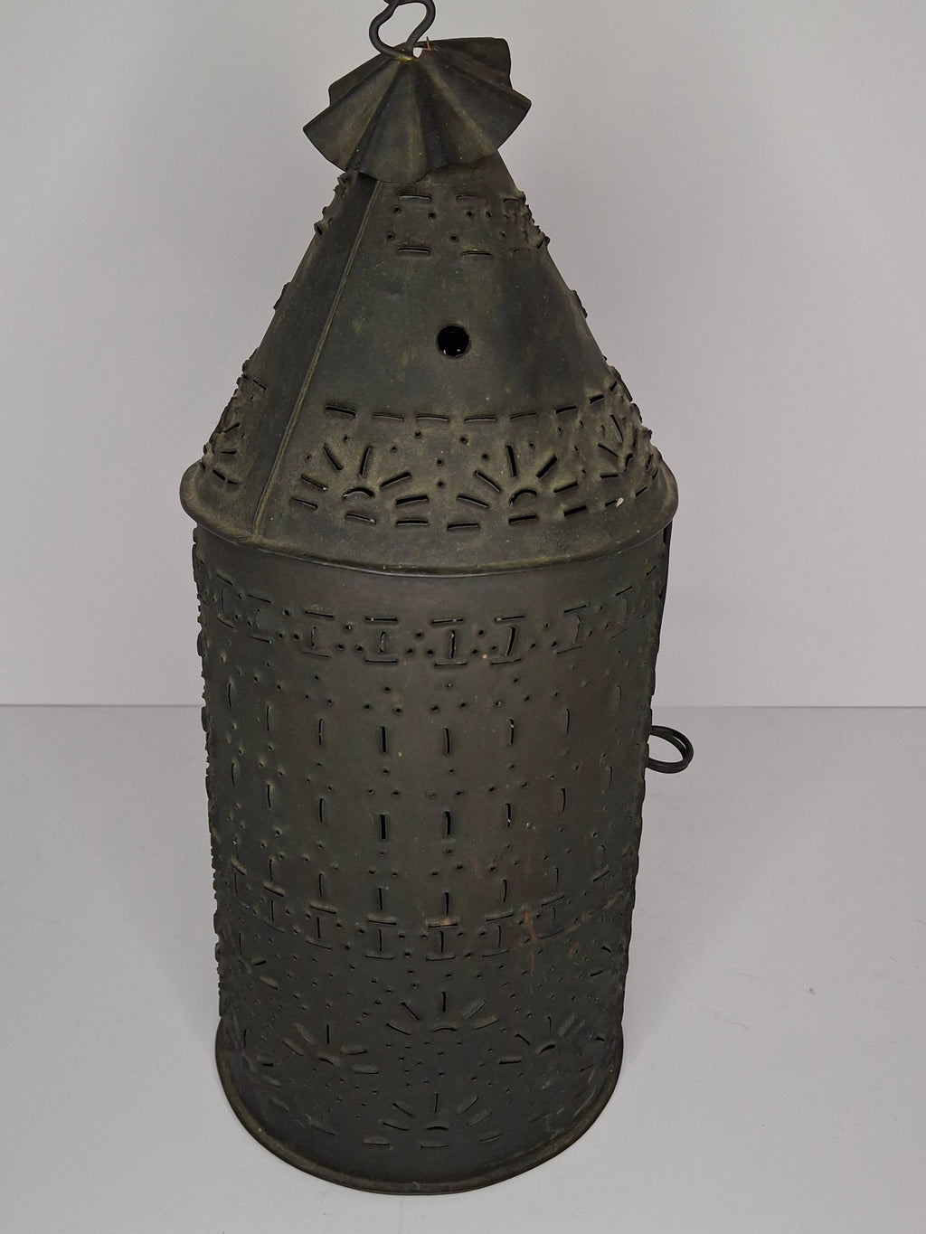 Antique 19th Century Pierced Tin Barn Candle Lantern Primitive Colonial