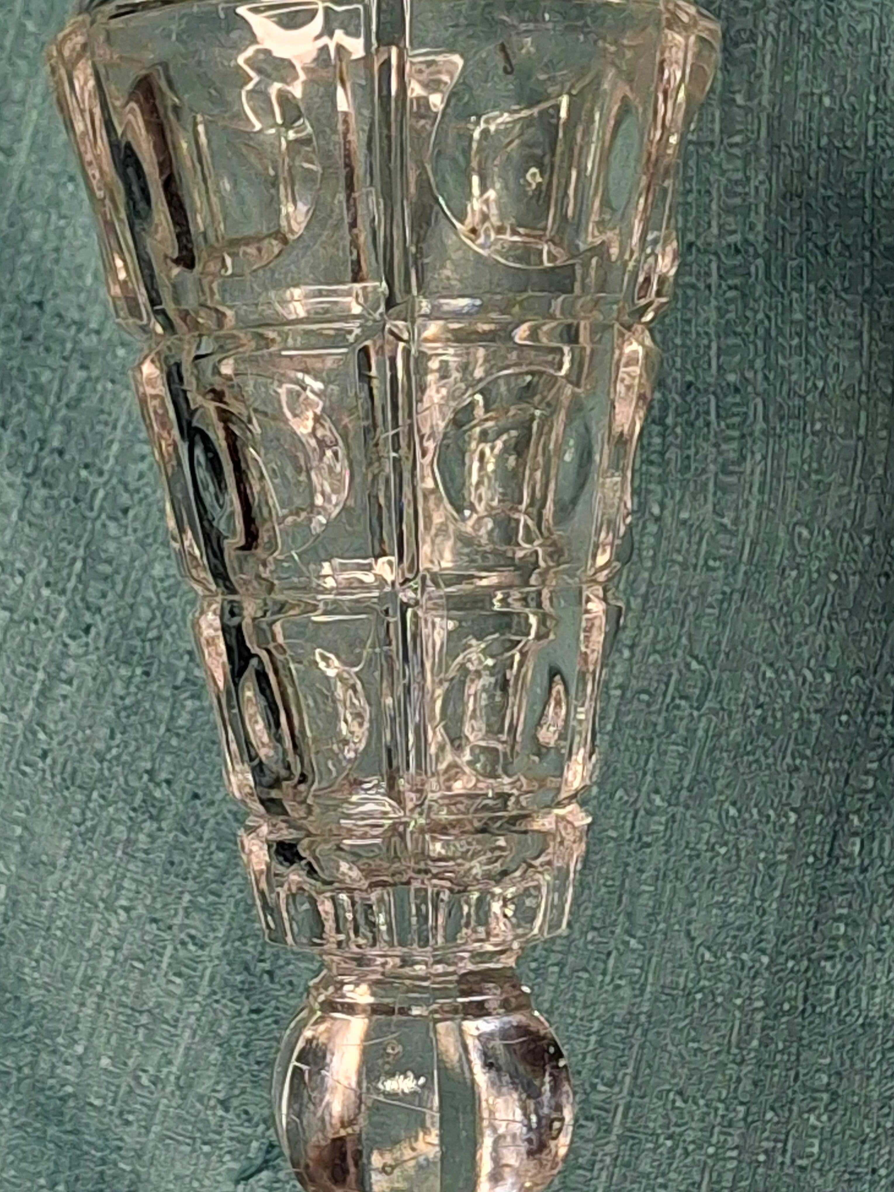 Tall Victorian Cut Glass Duplex Oil Lamp Brass Double Fluid Burner Snuff Caps c1880-1900