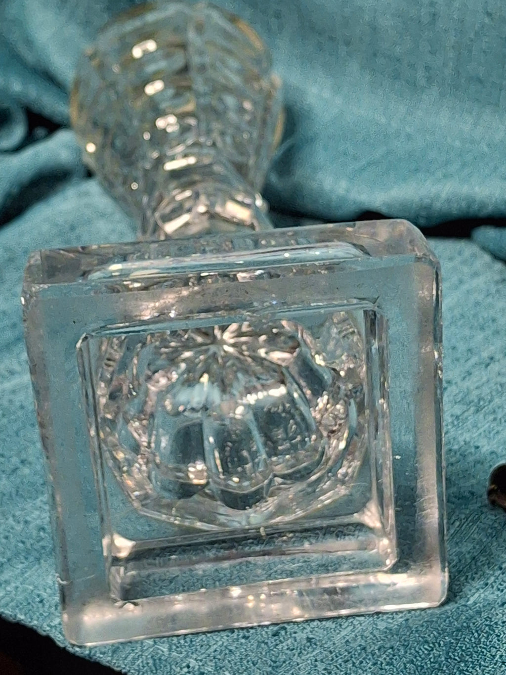 Tall Victorian Cut Glass Duplex Oil Lamp Brass Double Fluid Burner Snuff Caps c1880-1900