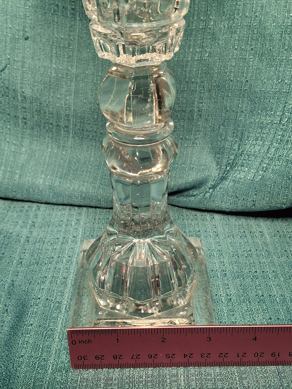 Tall Victorian Cut Glass Duplex Oil Lamp Brass Double Fluid Burner Snuff Caps c1880-1900