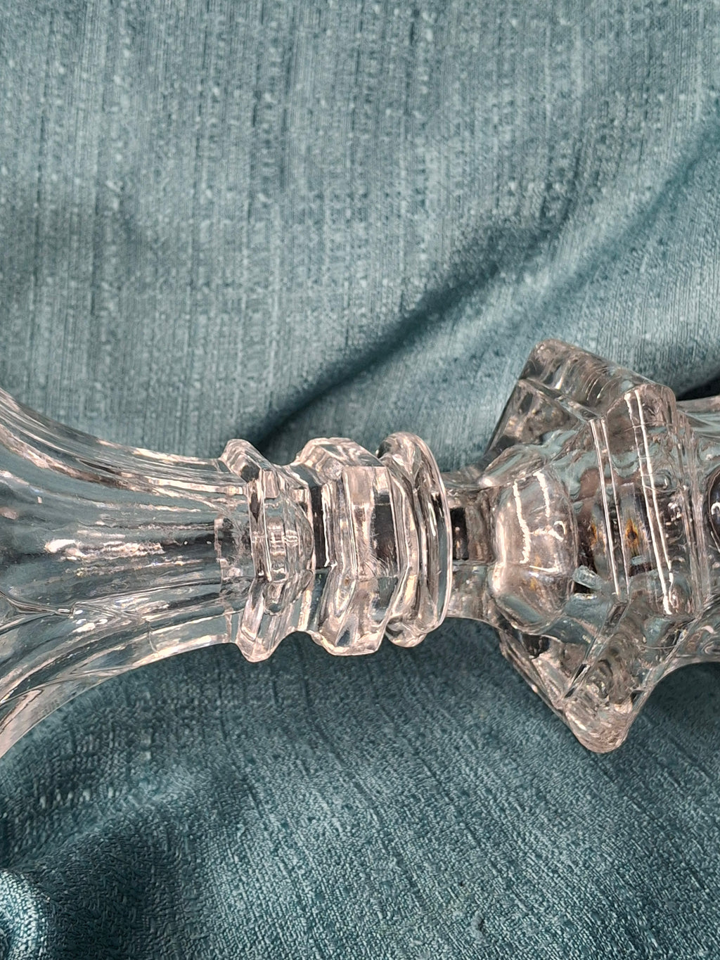 Antique 1840s Tall Sandwich Glass Double Whale Oil Burner Lamp - Clear Blown Font, Brass Fittings, Minor Base Chip - American Primitive Lighting