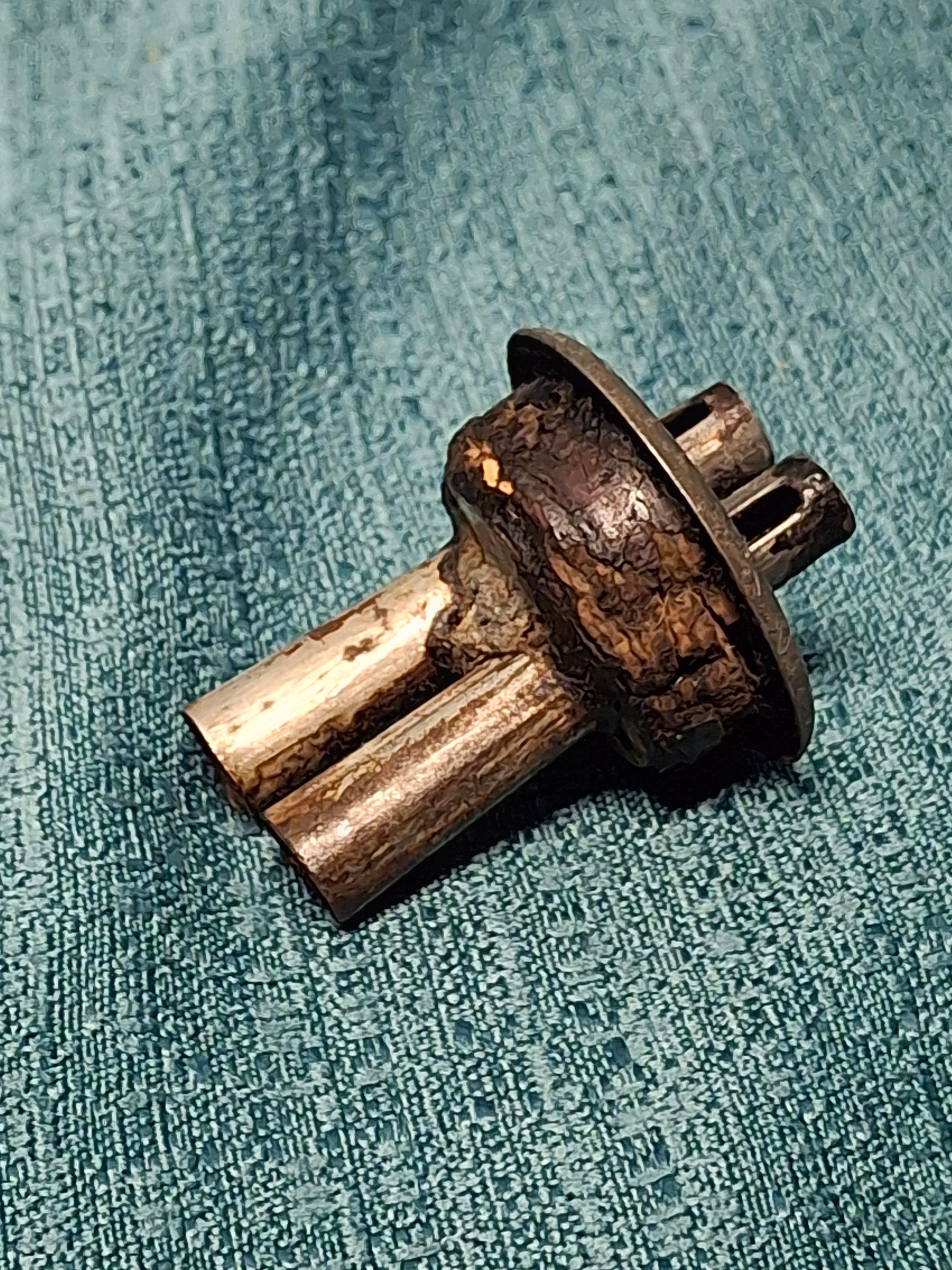 Antique Early 19th Century Double Whale Oil Lamp with Cork Burner - Round Blown Glass Font, Square Pressed Base, Circa 1800–1835