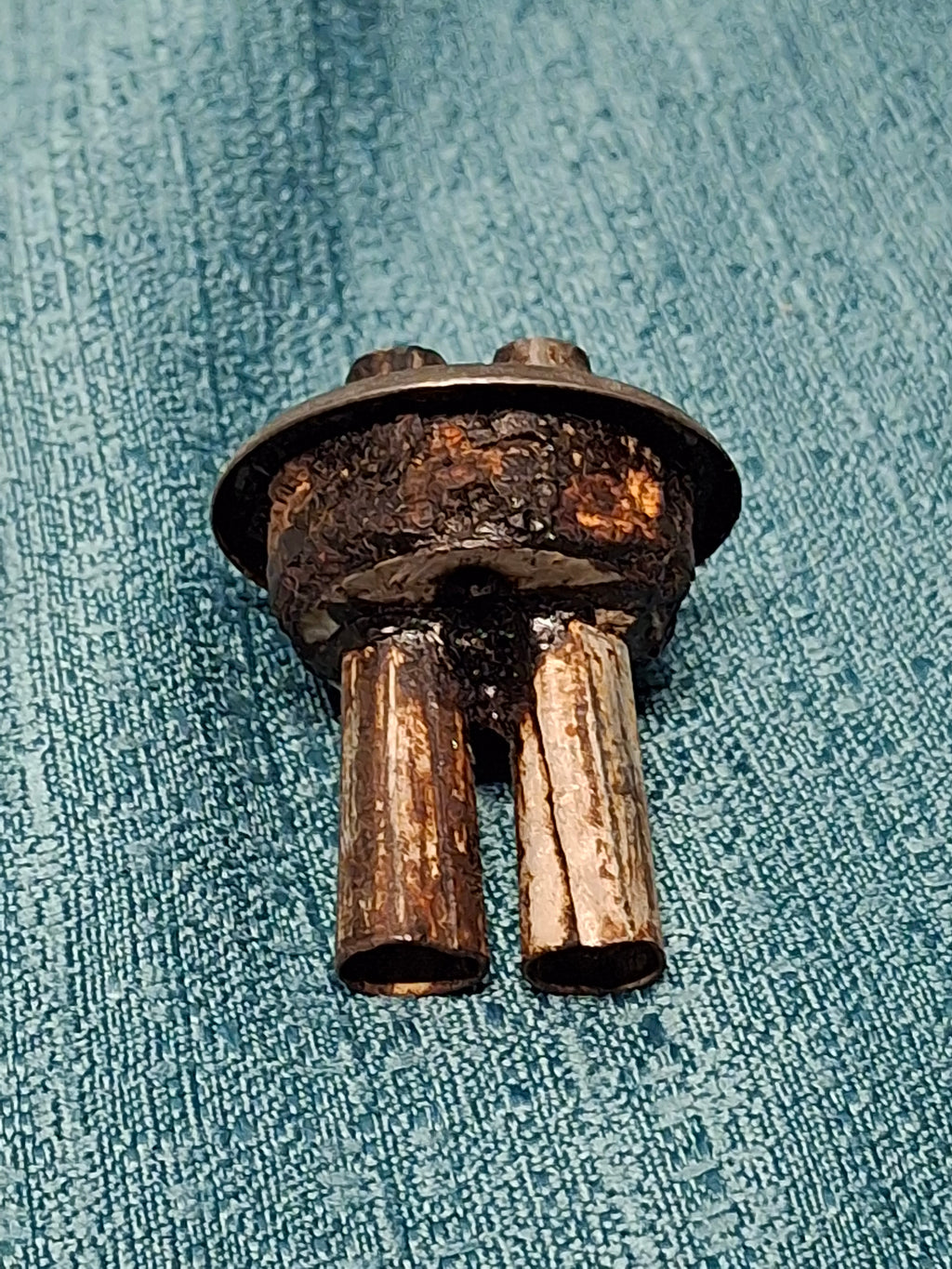 Antique Early 19th Century Double Whale Oil Lamp with Cork Burner - Round Blown Glass Font, Square Pressed Base, Circa 1800–1835