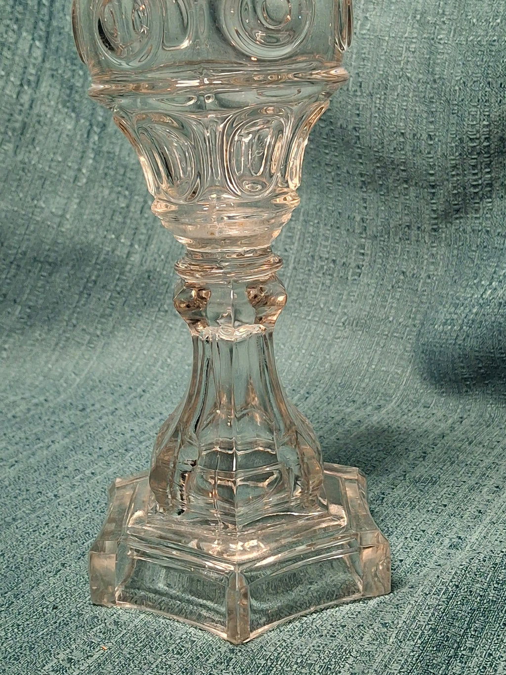 Antique 19th Century Double Fluid Burner Oil Lamp - Circa 1840s Brass & Clear Glass, Dual-Tube with Attached Snuff Caps