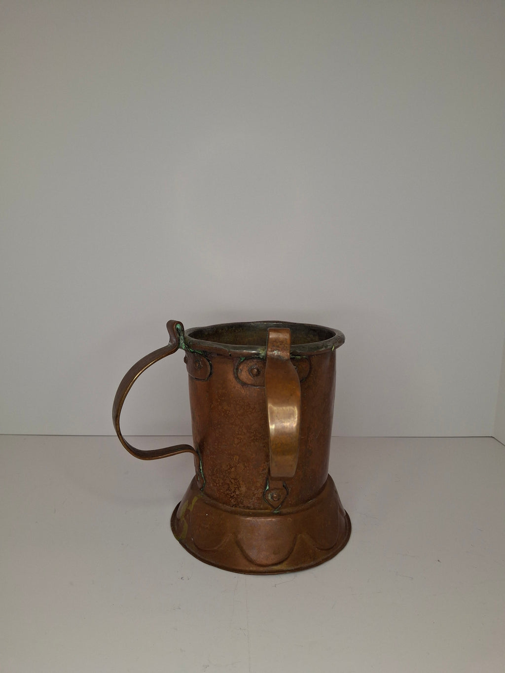 Very Rare Antique Early 1800s Russian Copper Netilat Yadayim Washing Cup with Unique Base - Jewish Ritual Vessel