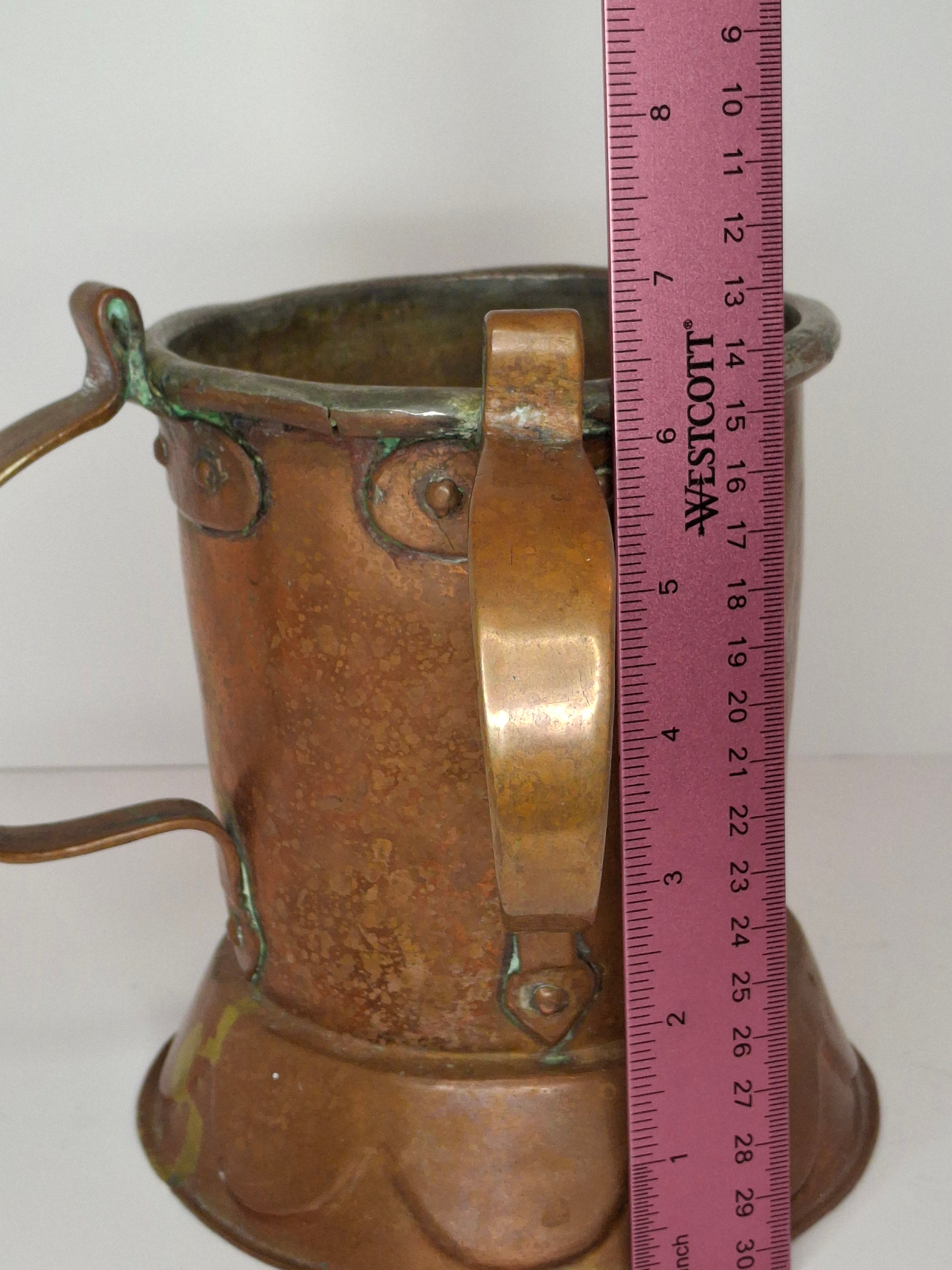 Very Rare Antique Early 1800s Russian Copper Netilat Yadayim Washing Cup with Unique Base - Jewish Ritual Vessel
