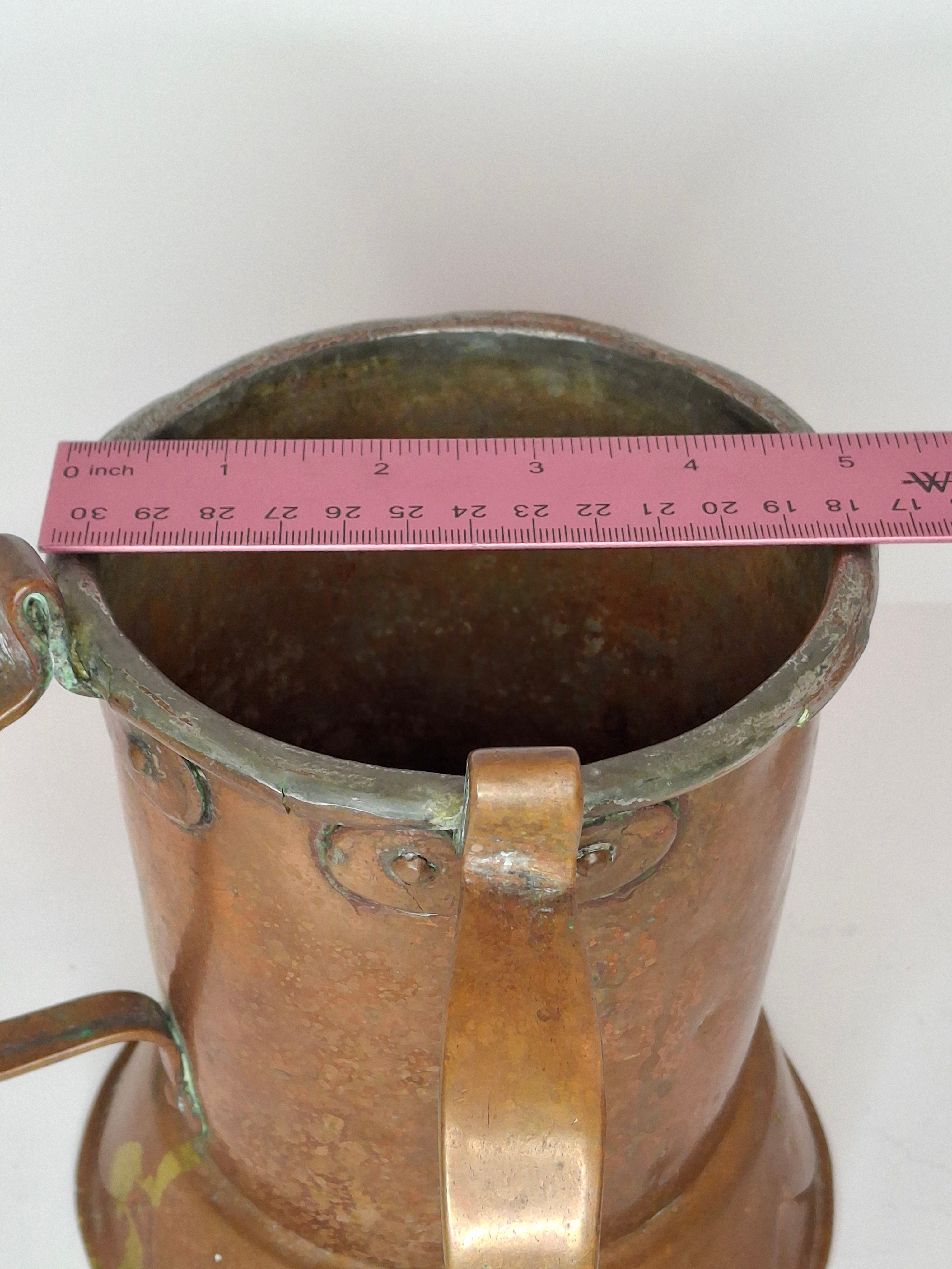 Very Rare Antique Early 1800s Russian Copper Netilat Yadayim Washing Cup with Unique Base - Jewish Ritual Vessel