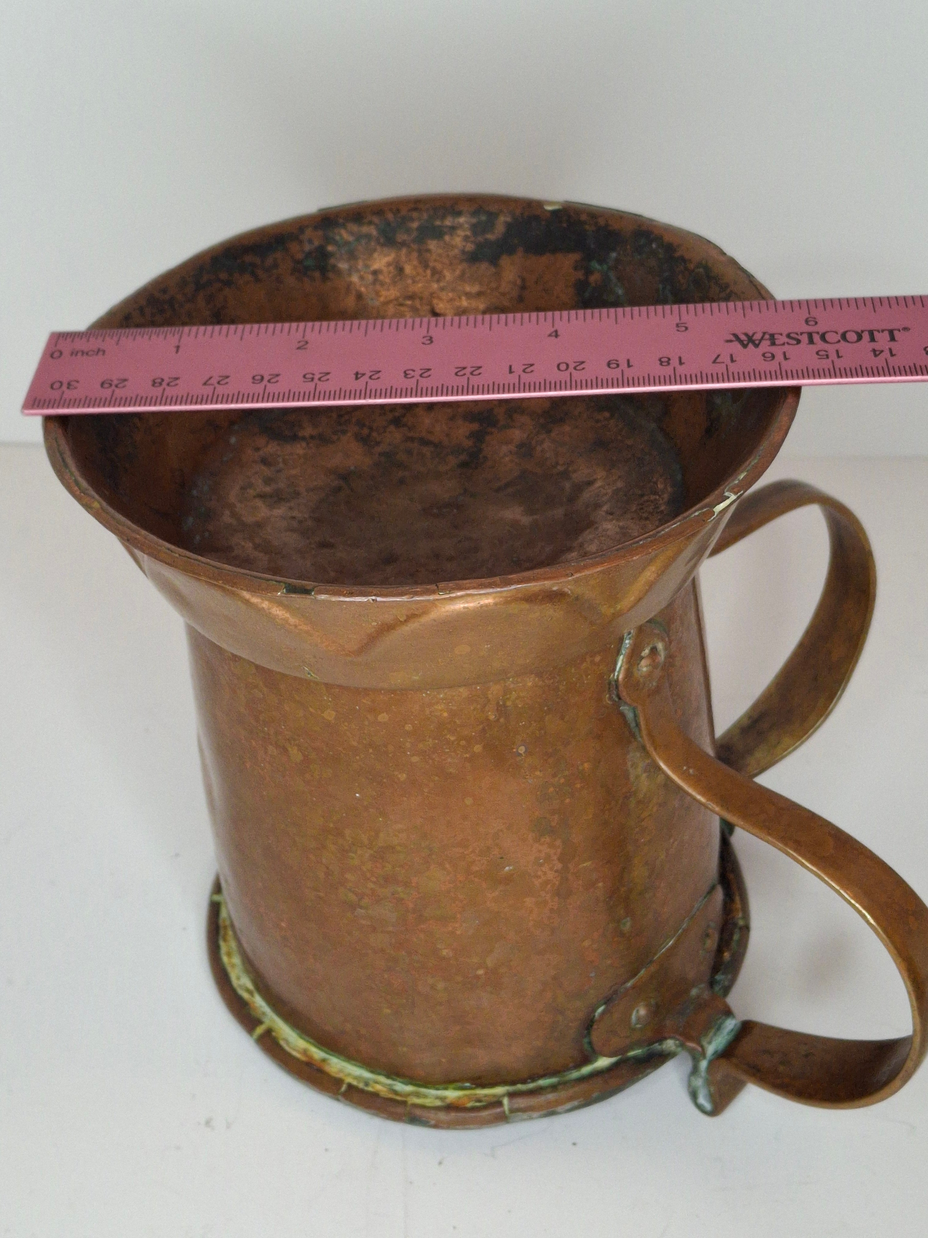 Very Rare Antique Early 1800s Russian Copper Netilat Yadayim Washing Cup with Unique Base - Jewish Ritual Vessel