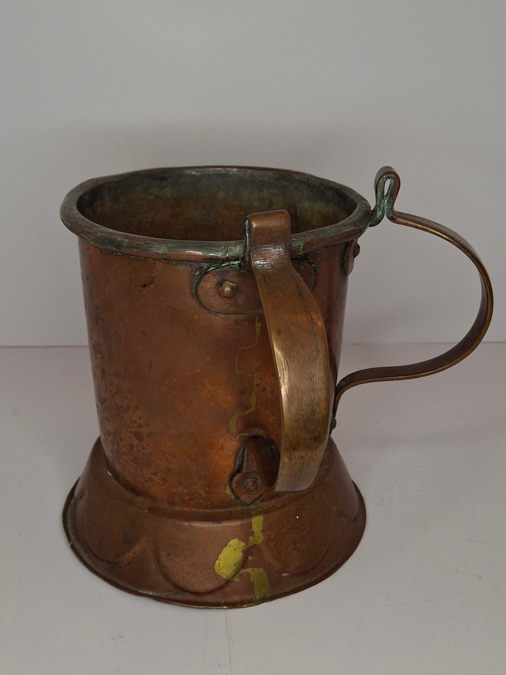 Very Rare Antique Early 1800s Russian Copper Netilat Yadayim Washing Cup with Unique Base - Jewish Ritual Vessel